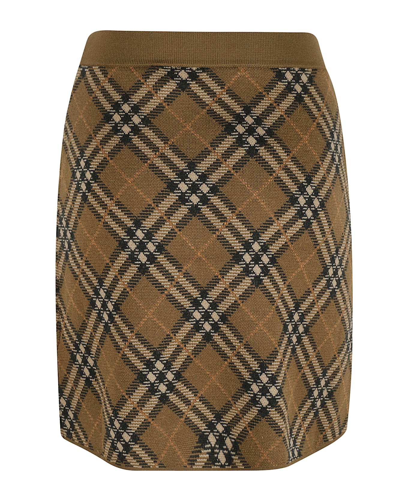 Burberry Check Pattern Ribbed Knit Skirt - Shrew IP Check