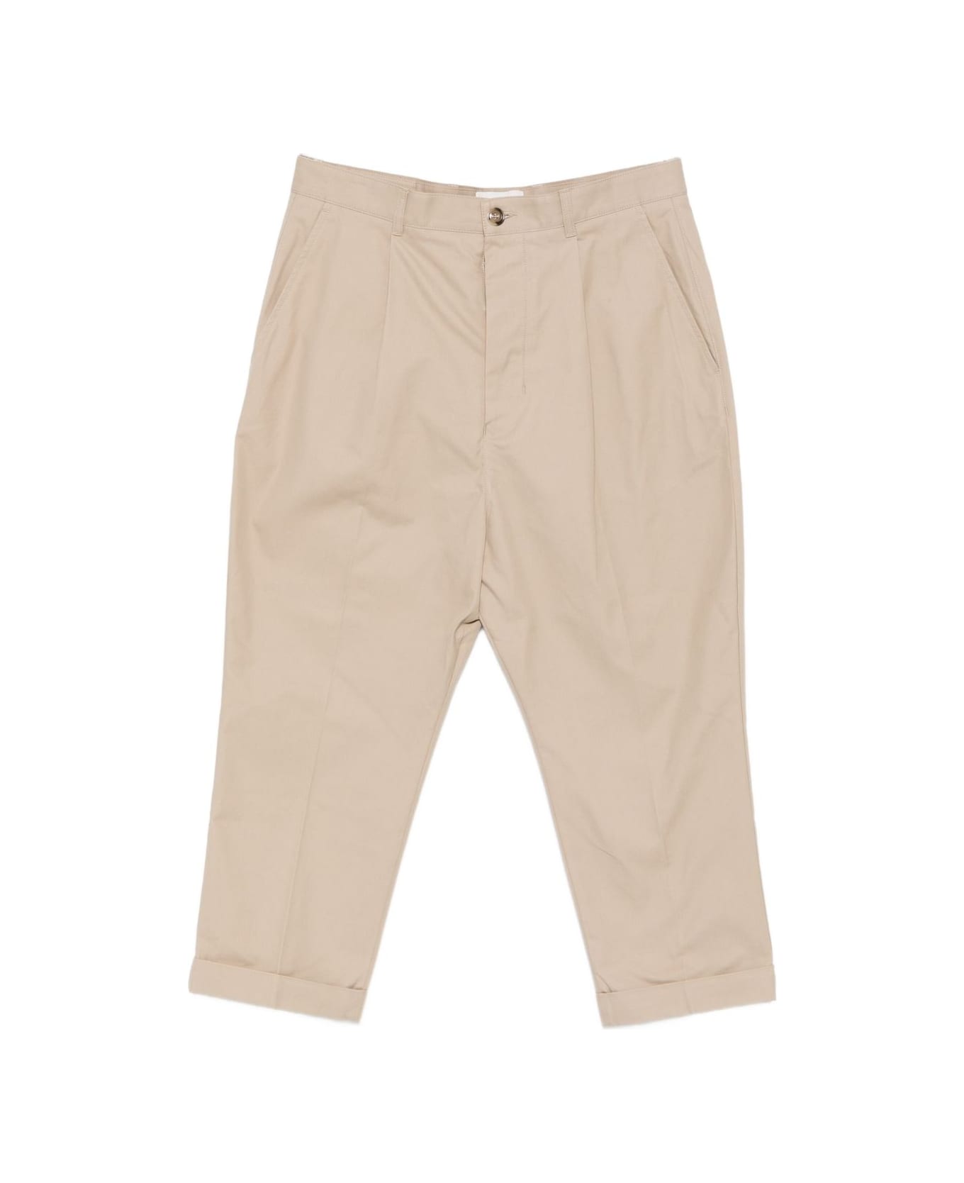 Ami Alexandre Mattiussi Ami Paris Pleated Cotton Trousers - Beige