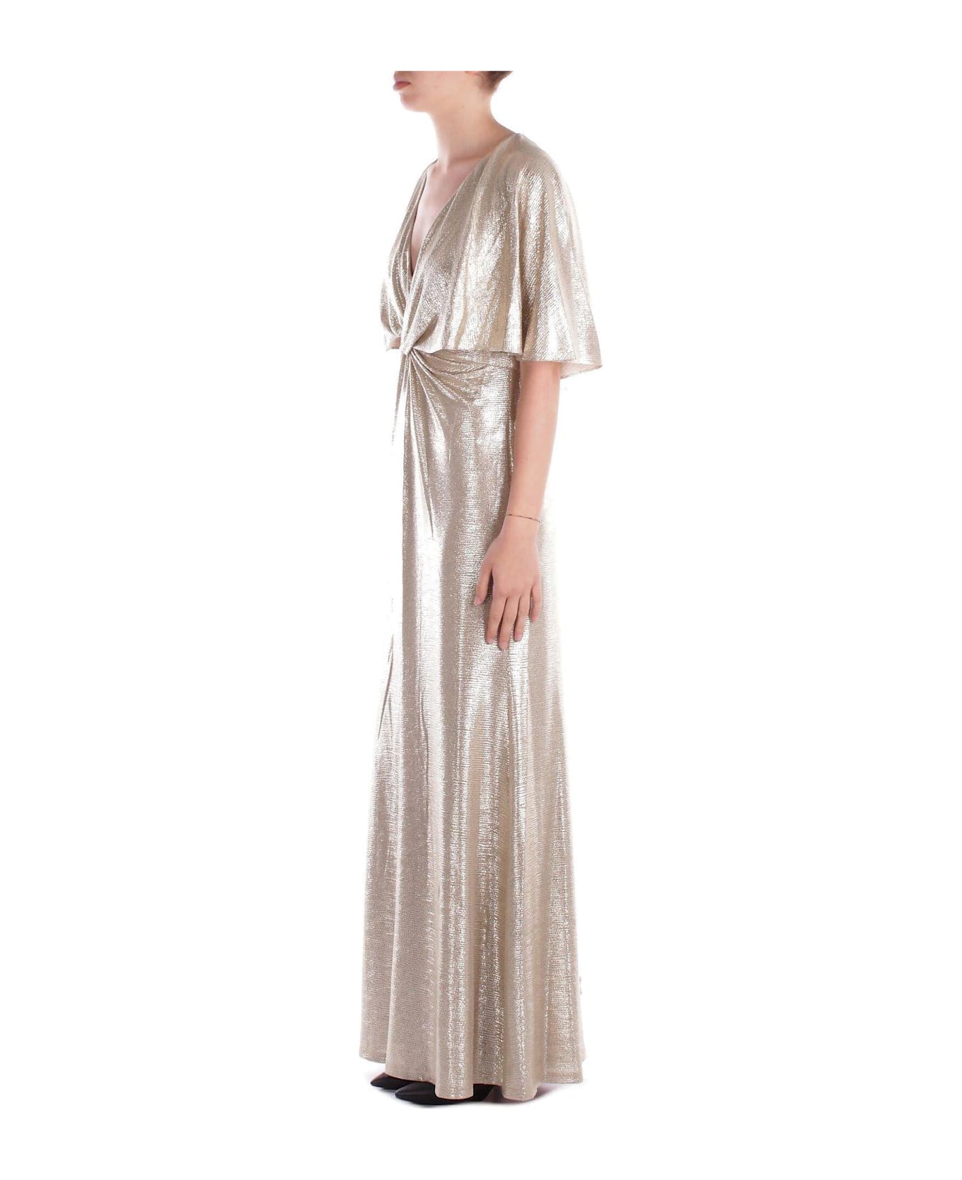 Polo Ralph Lauren V-neck Midi Dress - Tan/gold