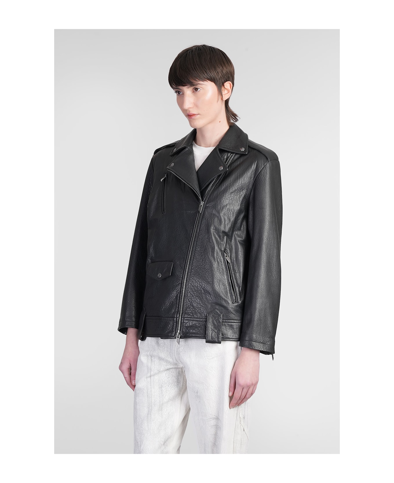 Salvatore Santoro Biker Jacket In Black Leather - black