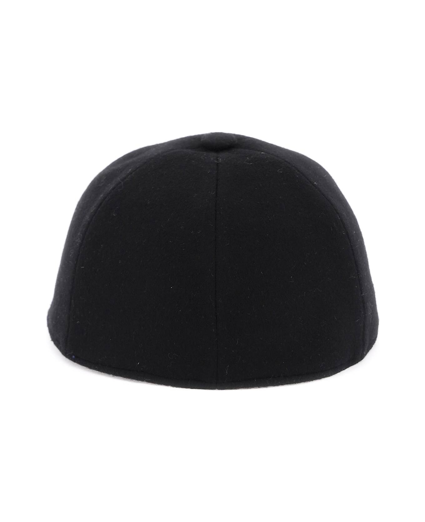 Lanvin Wool Cashmere Baseball Cap - BLACK (Black)