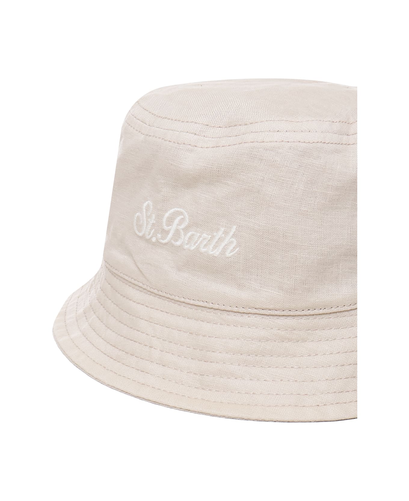 MC2 Saint Barth Bucket Hat In Linen And Cotton Blend - White