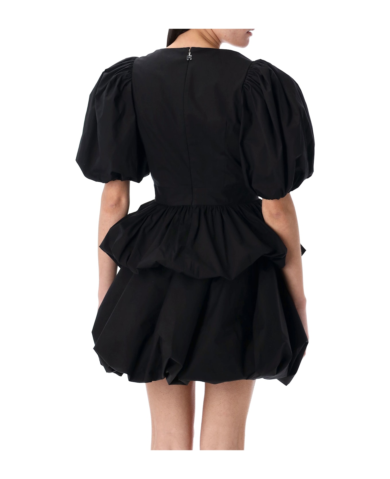 Rotate by Birger Christensen Puff Sleeve Bubble Top - BLACK