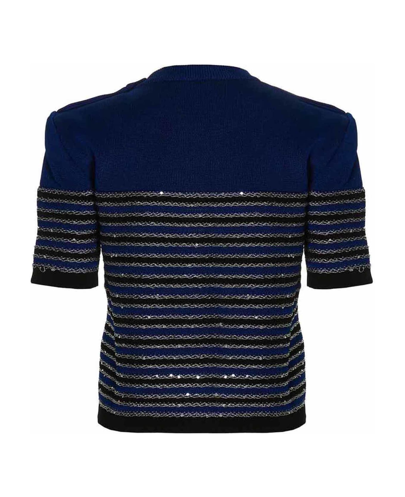 Balmain Striped Knit Top - Blue