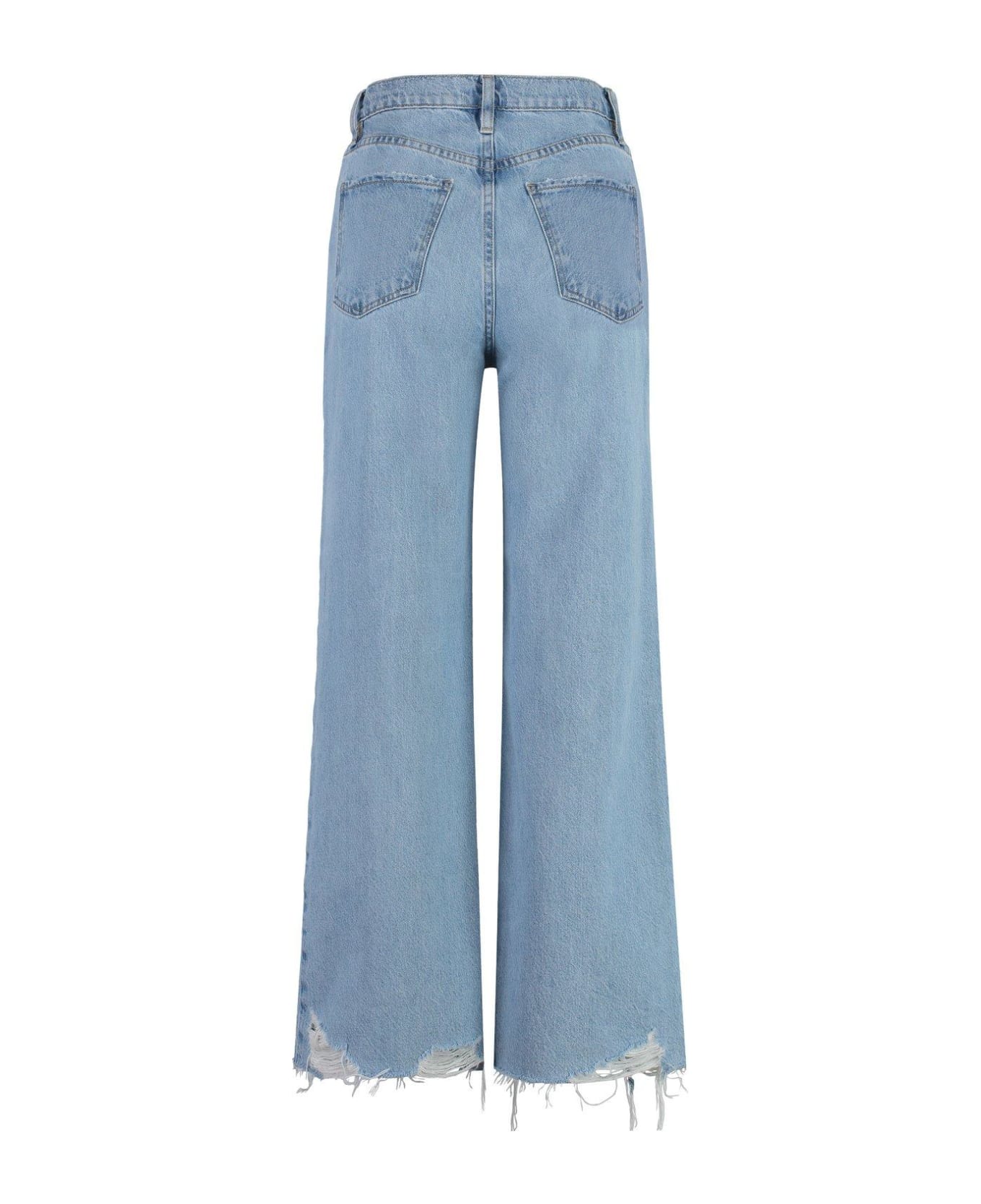 Frame Le Jane Raw-cut Hem Wide-leg Jeans - Clear Blue