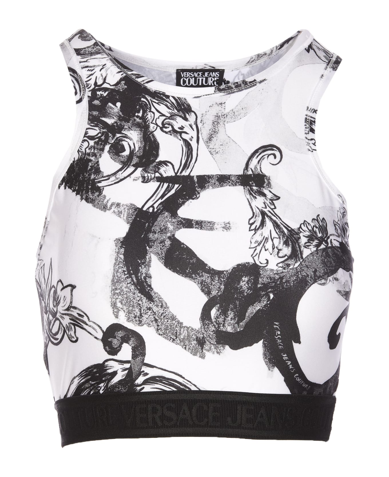 Versace Jeans Couture Watercolor Couture Short Top - White