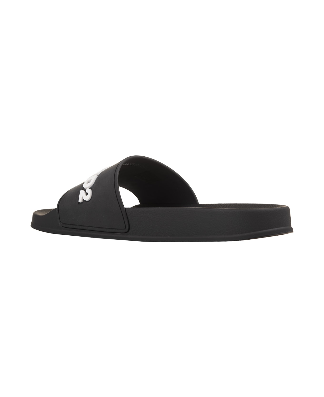 Dsquared2 Black Rubber Slippers With Logo - Black