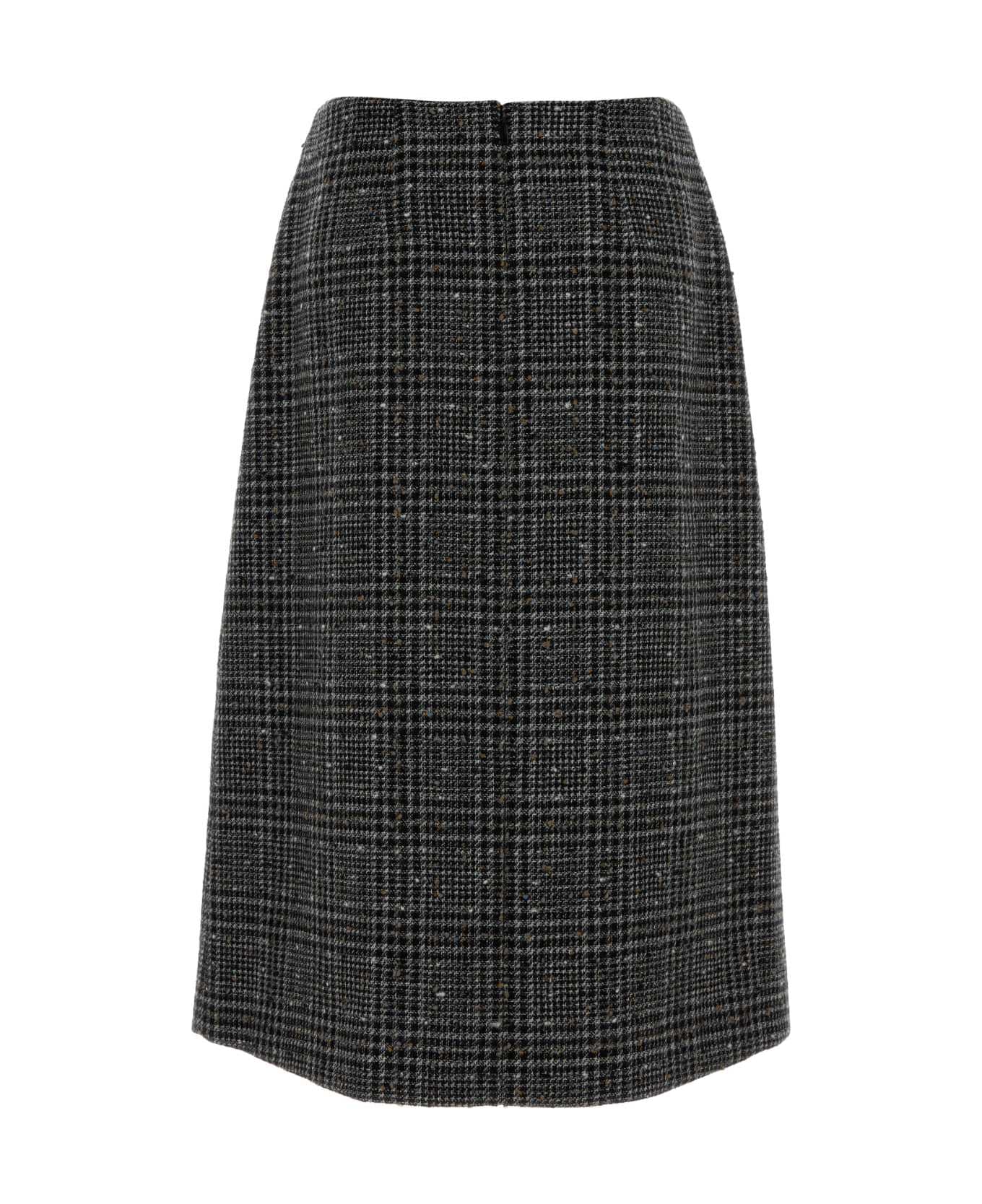 Fendi Embroidered Tweed Skirt - TOBACCO-25