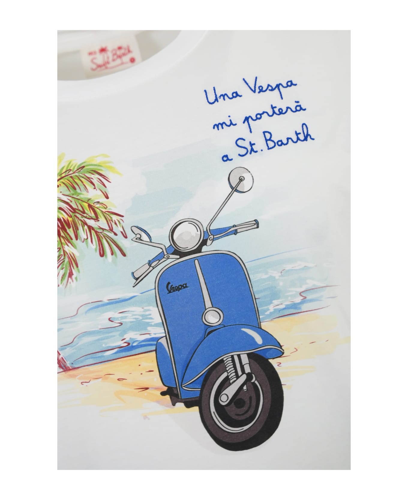 MC2 Saint Barth Special Edition Vespa T-shirt With Print And Embroidery - Bianco
