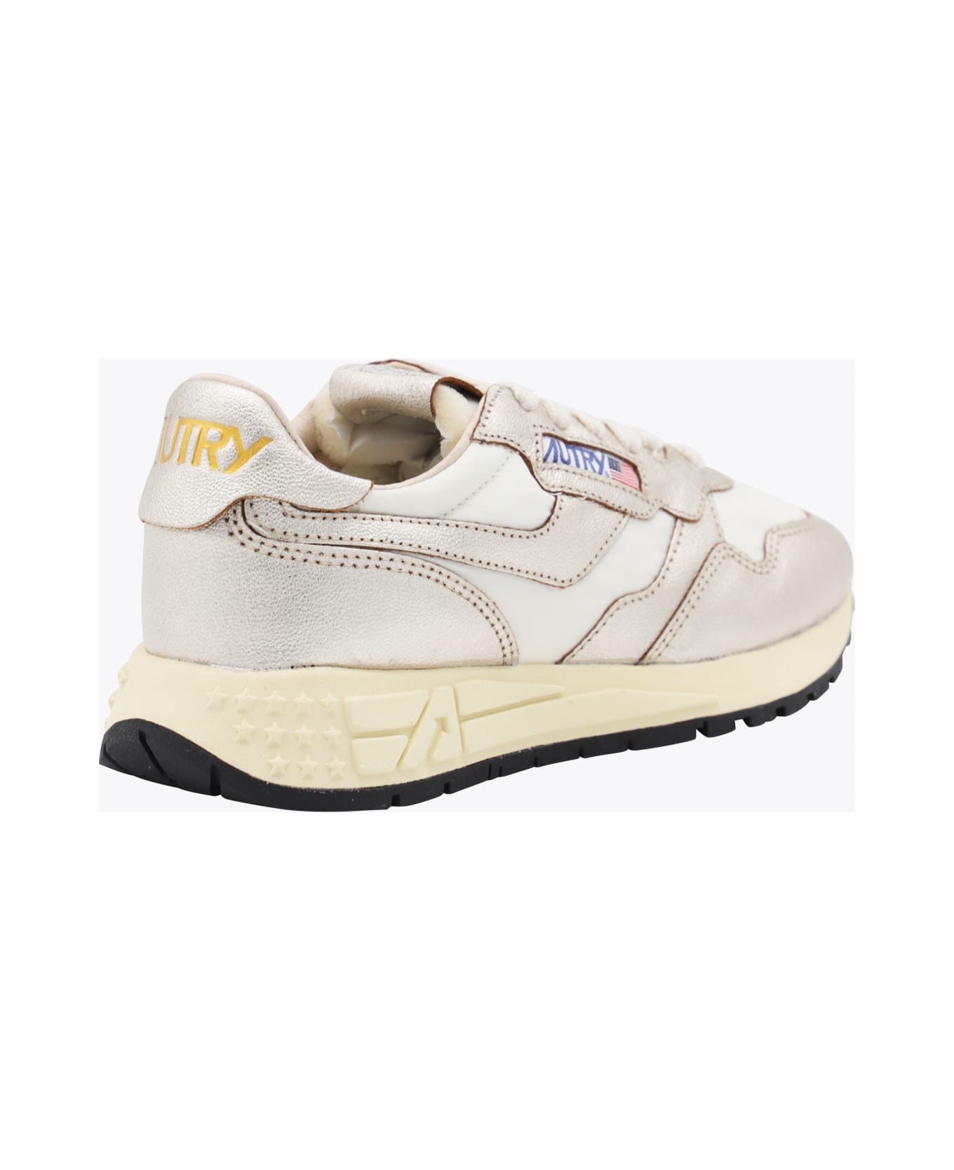 Autry White And Gold Leather Reelwind Sneakers - White