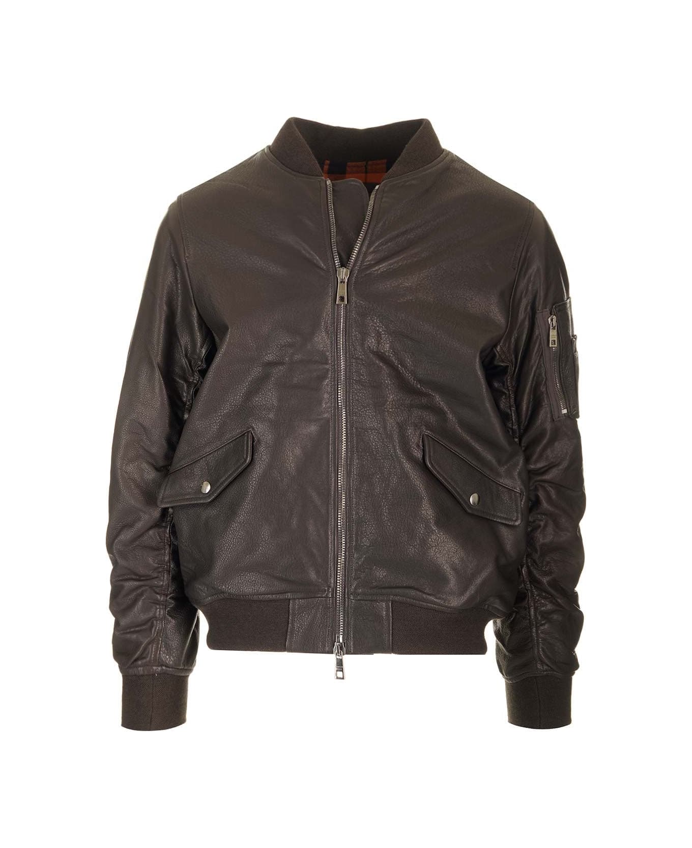 Giorgio Brato Brown Lambskin Bomber Jacket - Brown