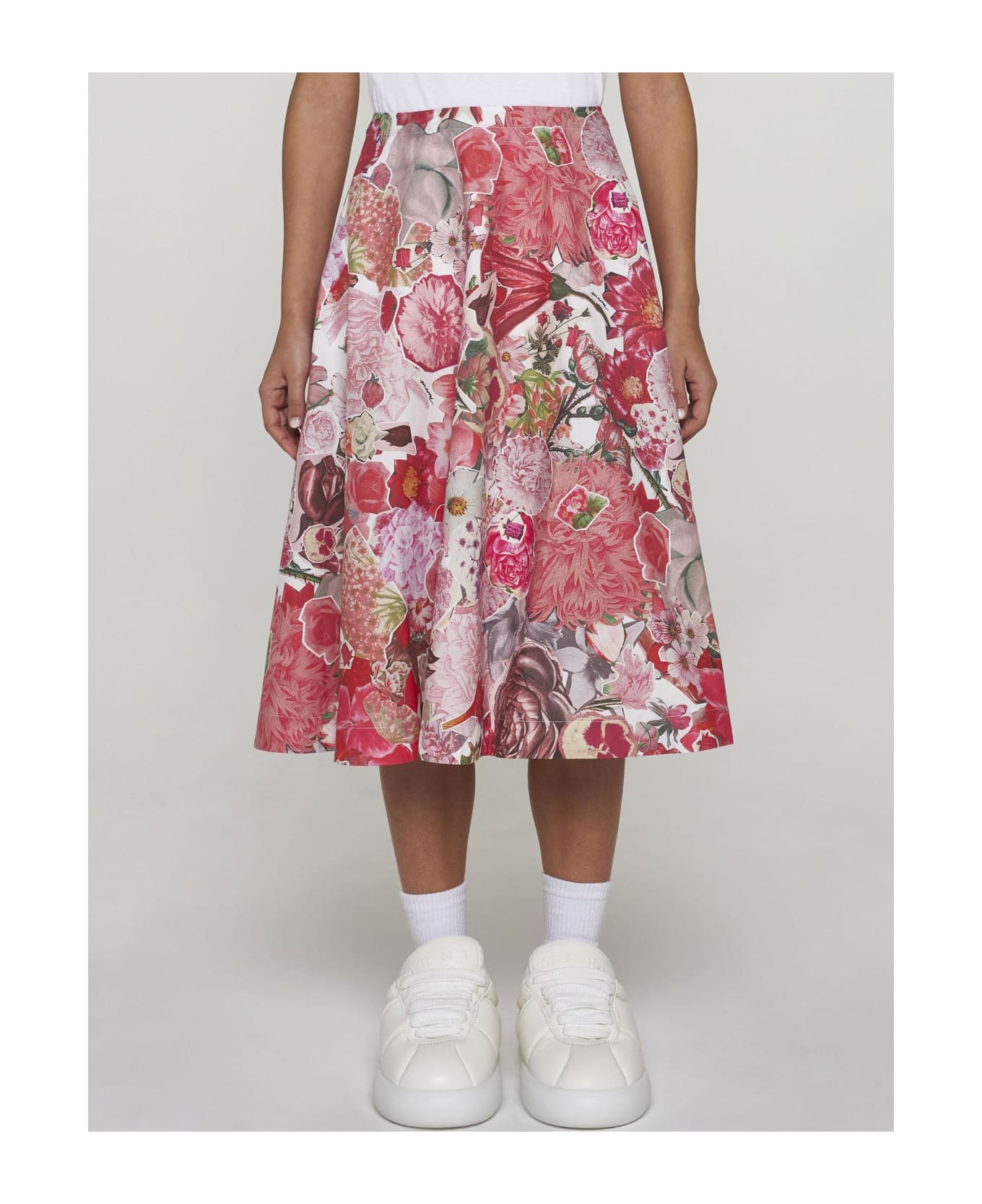 Marni ACCESSORIES Print Cotton Midi Skirt - MultiColour