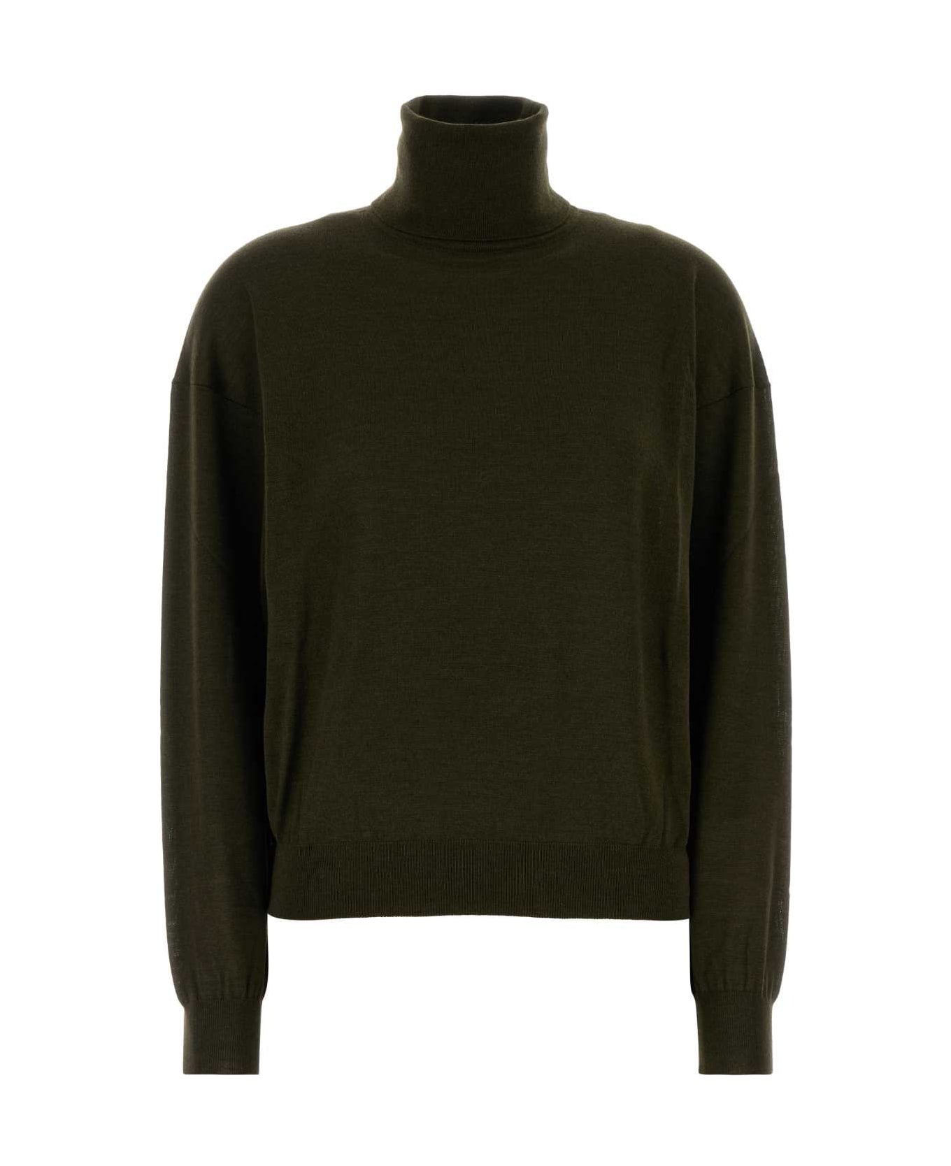 Saint Laurent Olive Green Cashmere Blend Sweater - KAKI