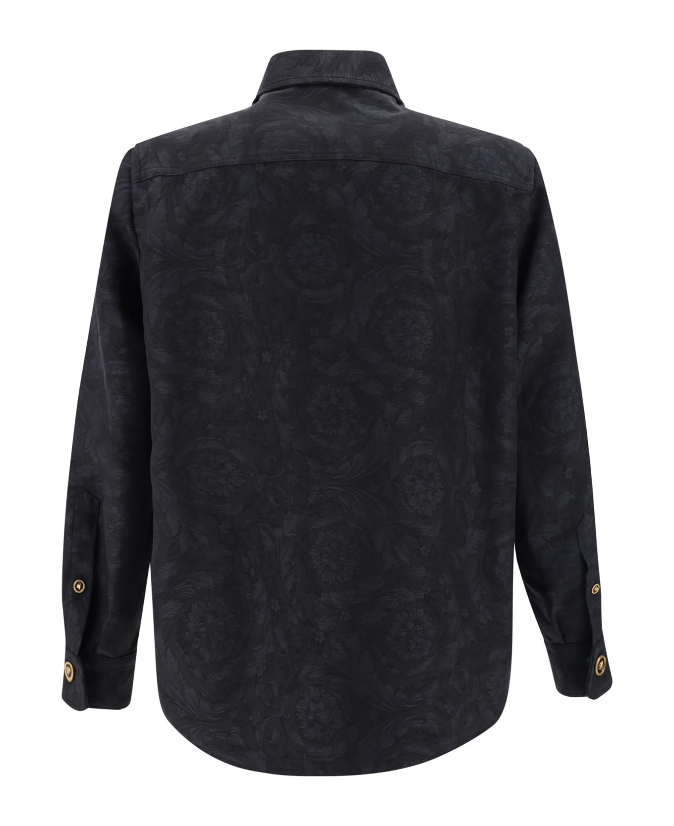 Versace 'barocco' Anthracite Cotton Shirt - Grey