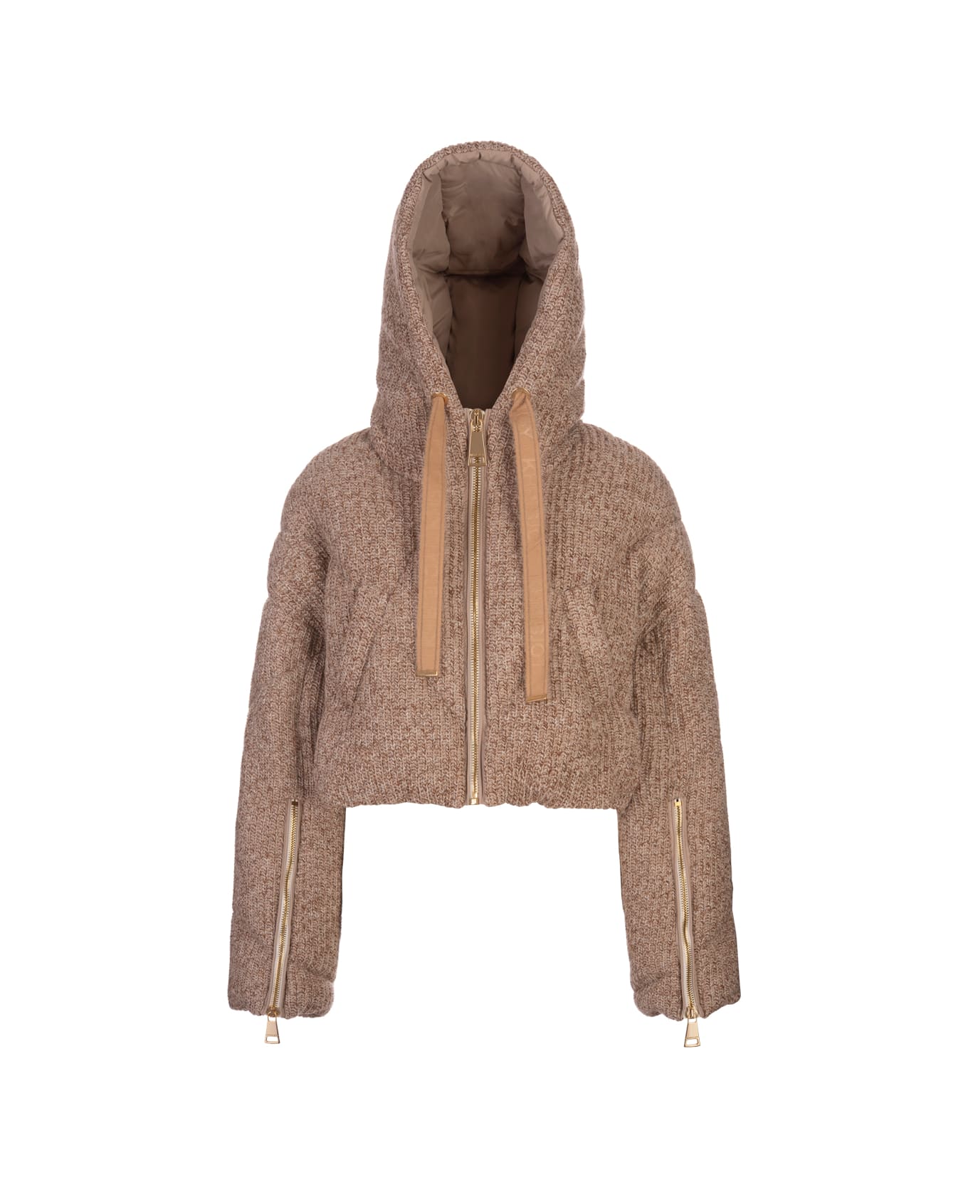 Khrisjoy Sand Khris Crop Knit Down Jacket - Brown