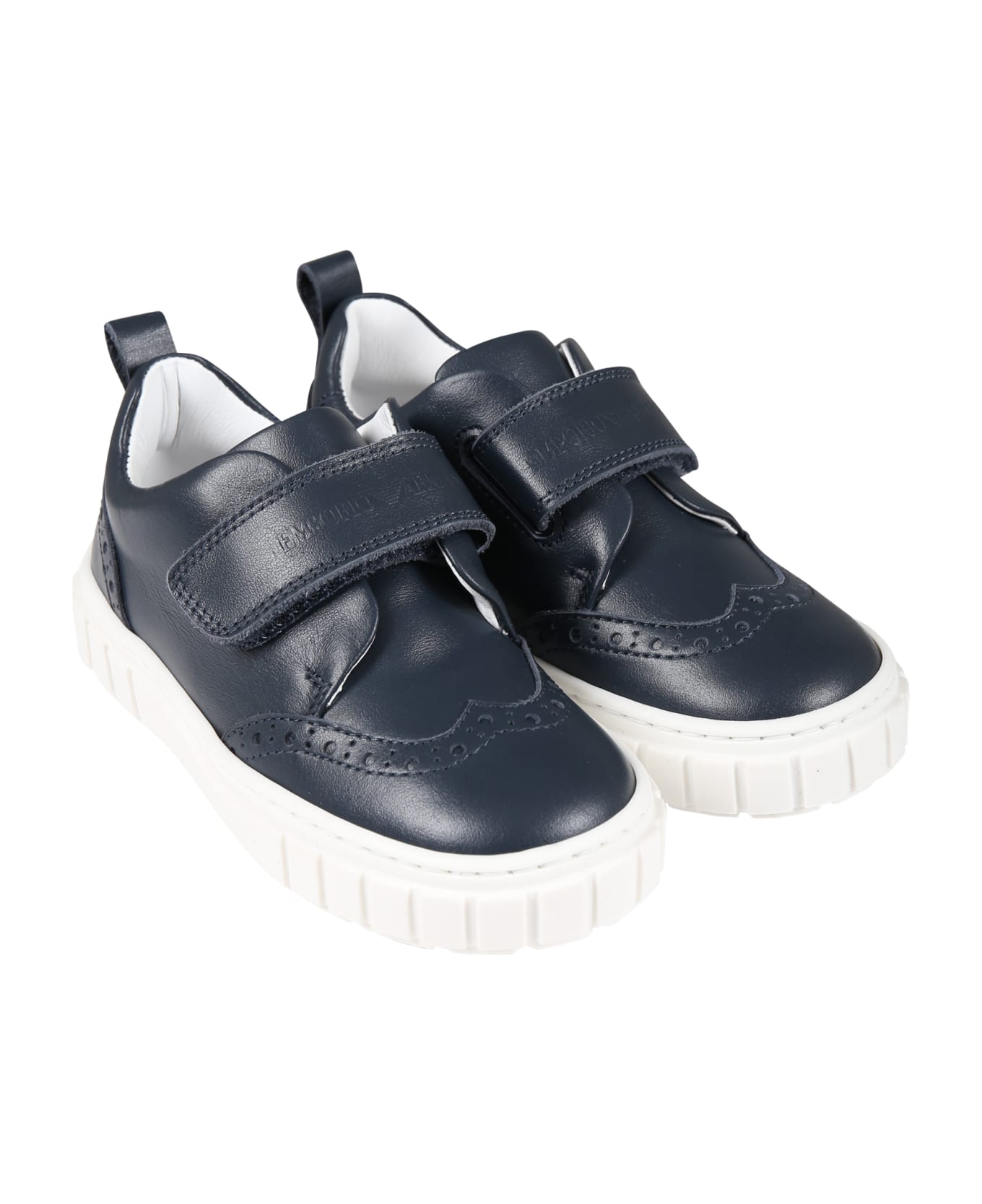 Emporio Armani Blue Sneakers For Boy With Logo - Blue シューズ