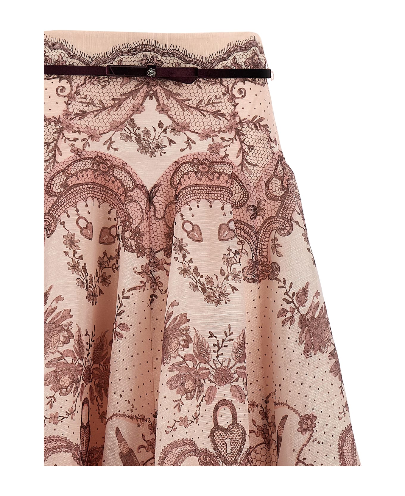 Zimmermann Printed Linen Blend Crush Skirt - PINKLACEPRINT