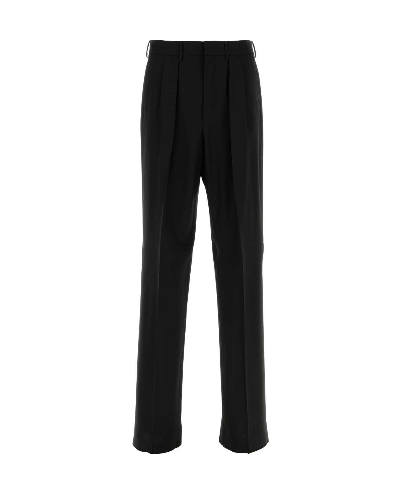 Tom Ford High Twist Broken Twill Double Pleat Pant - BLACK