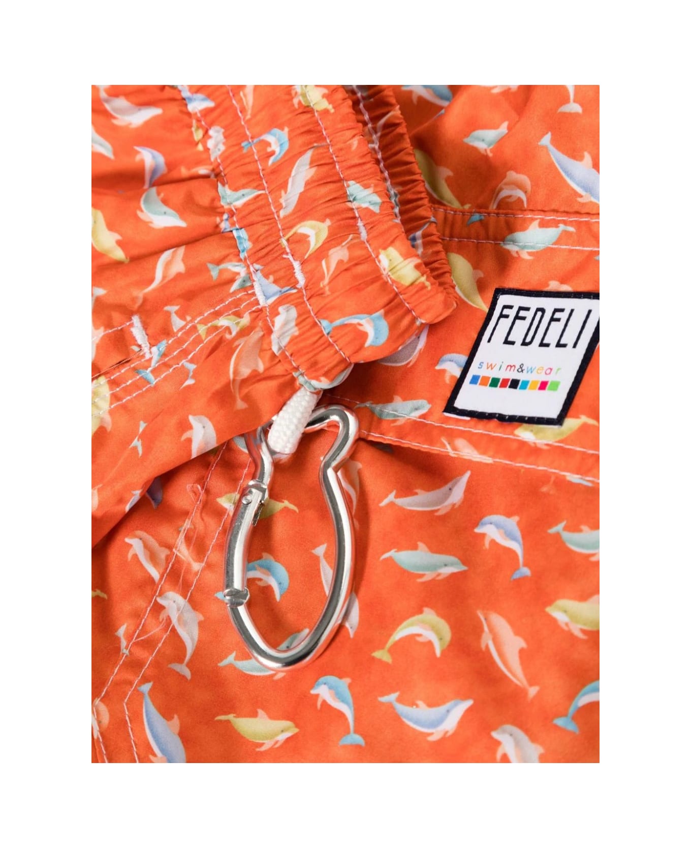 Fedeli Orange Swim Shorts With Dolphin Pattern - Orange スイムトランクス