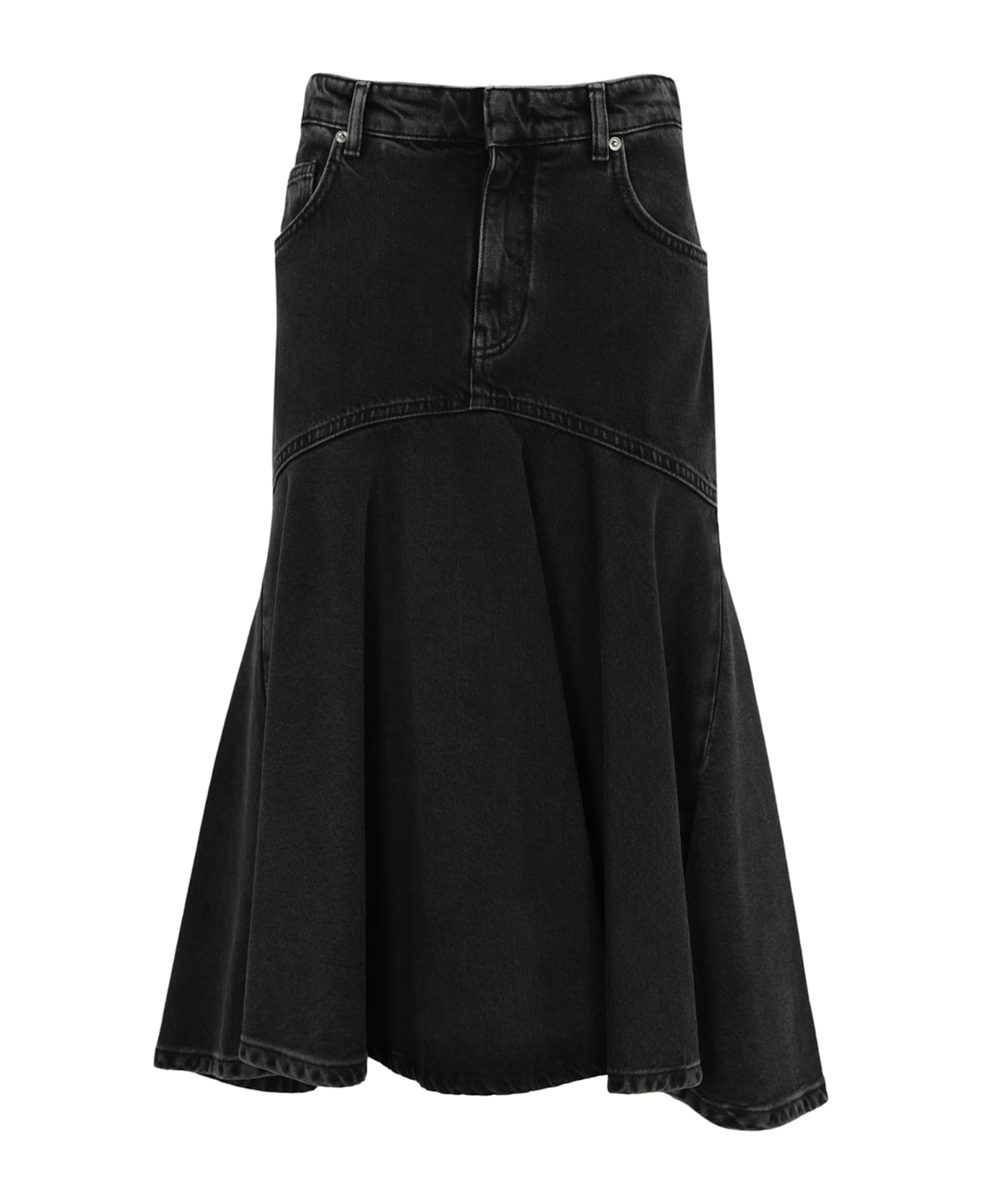 スカート PHILOSOPHY DI LORENZO SERAFINI Woman Skirt Black Philosophy di Lorenzo Serafini Black Denim Midi Skirt