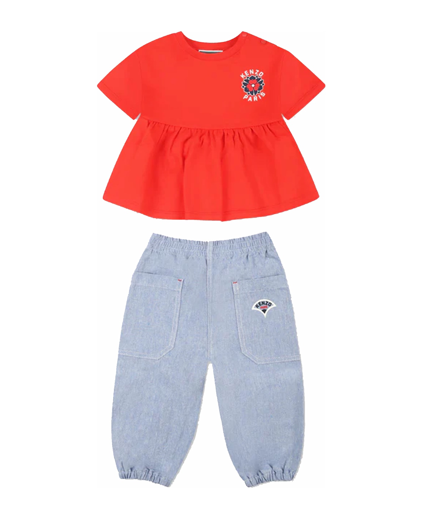 Kenzo Kids Multicolor Set For Baby Girl With Logo And Flower - Multicolor