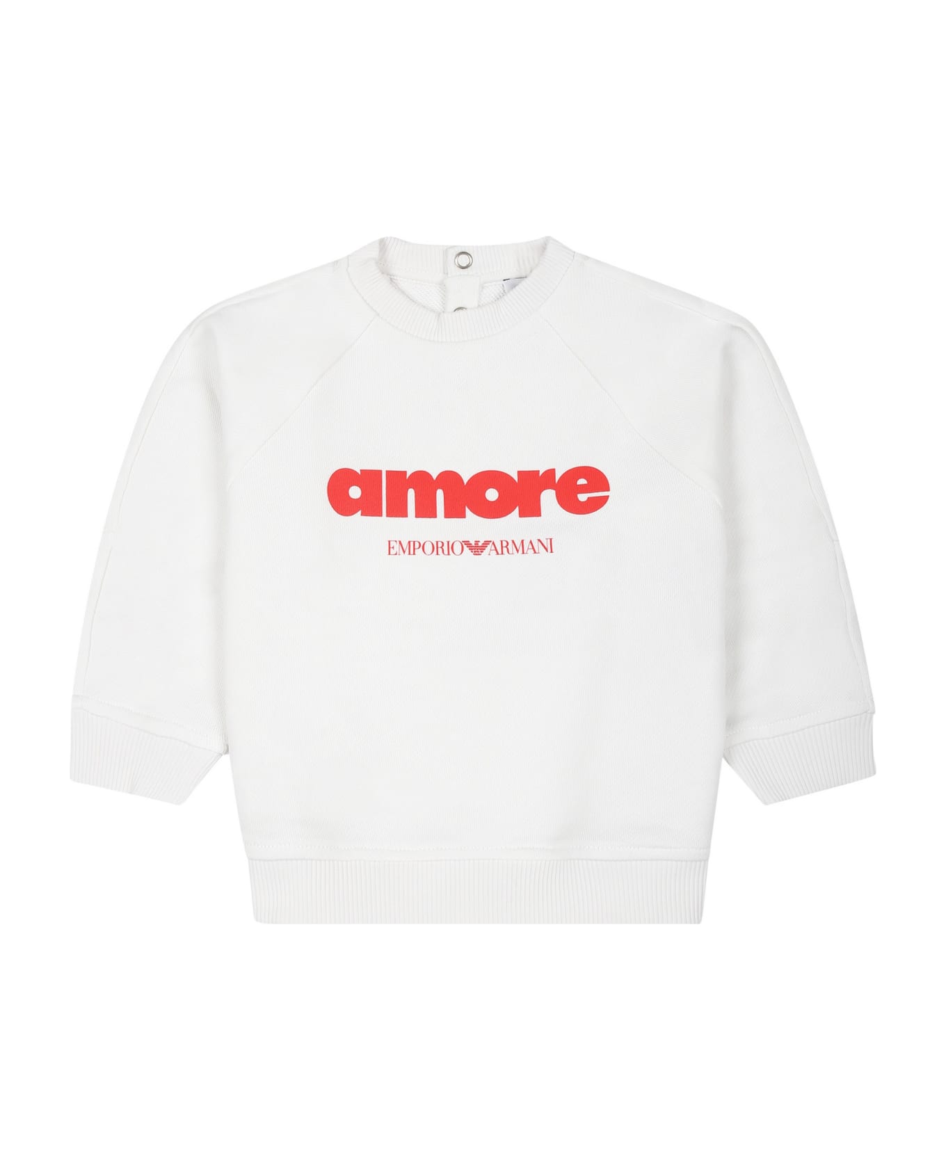 Emporio Armani Ivory Sweatshirt For Babykids With Love Writing - Ivory