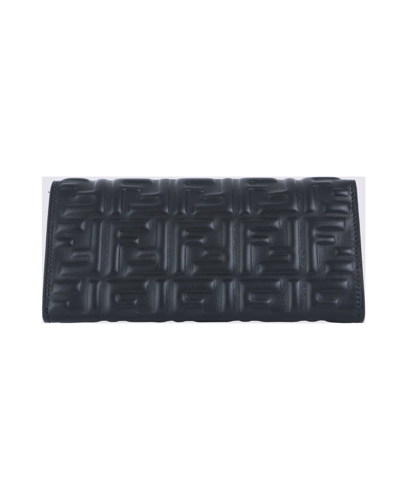 Fendi Black Leather Baguette Wallet - NERO+ORO SOFT
