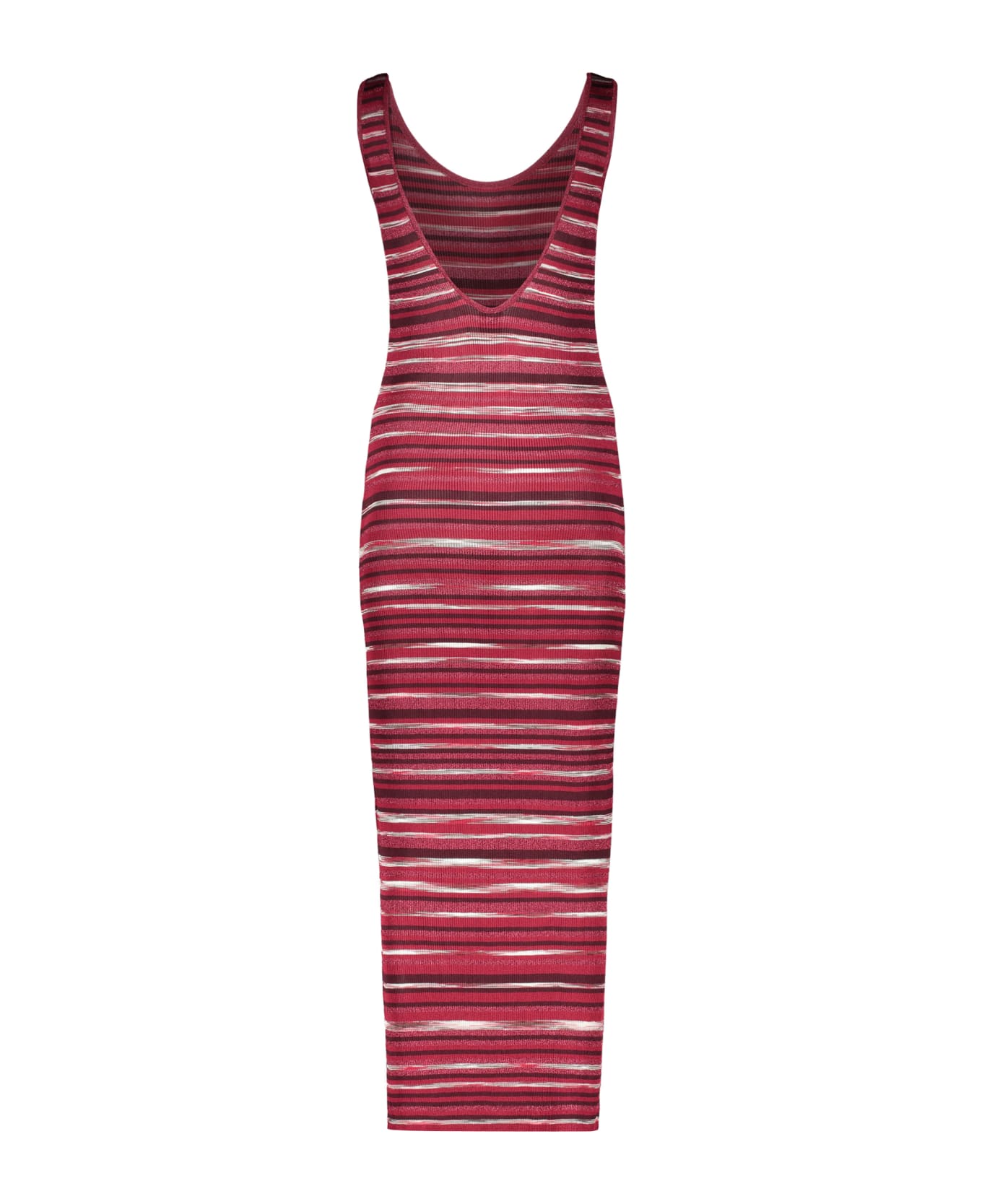 M Missoni Ribbed Knit Dress - Red-purple or grape