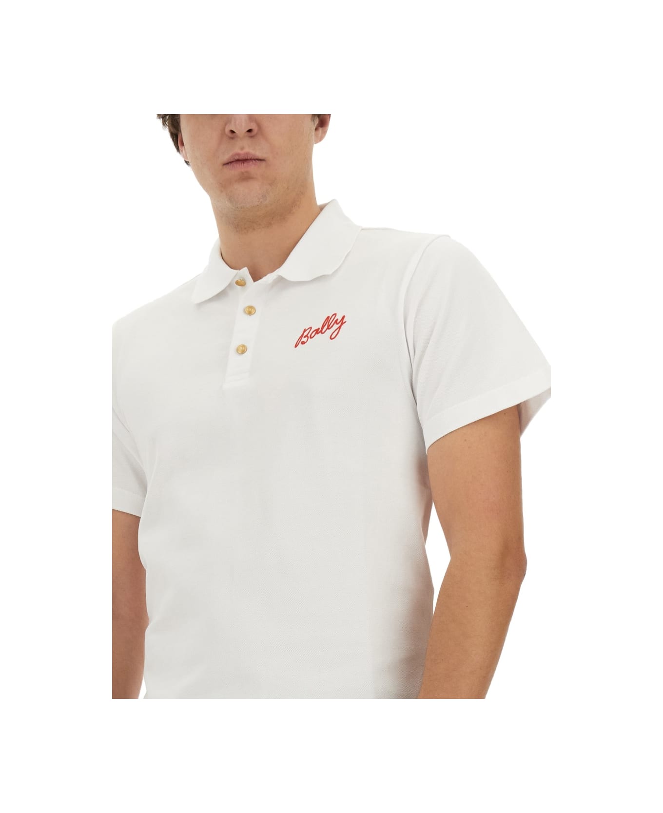 Bally Polo With Logo - WHITE