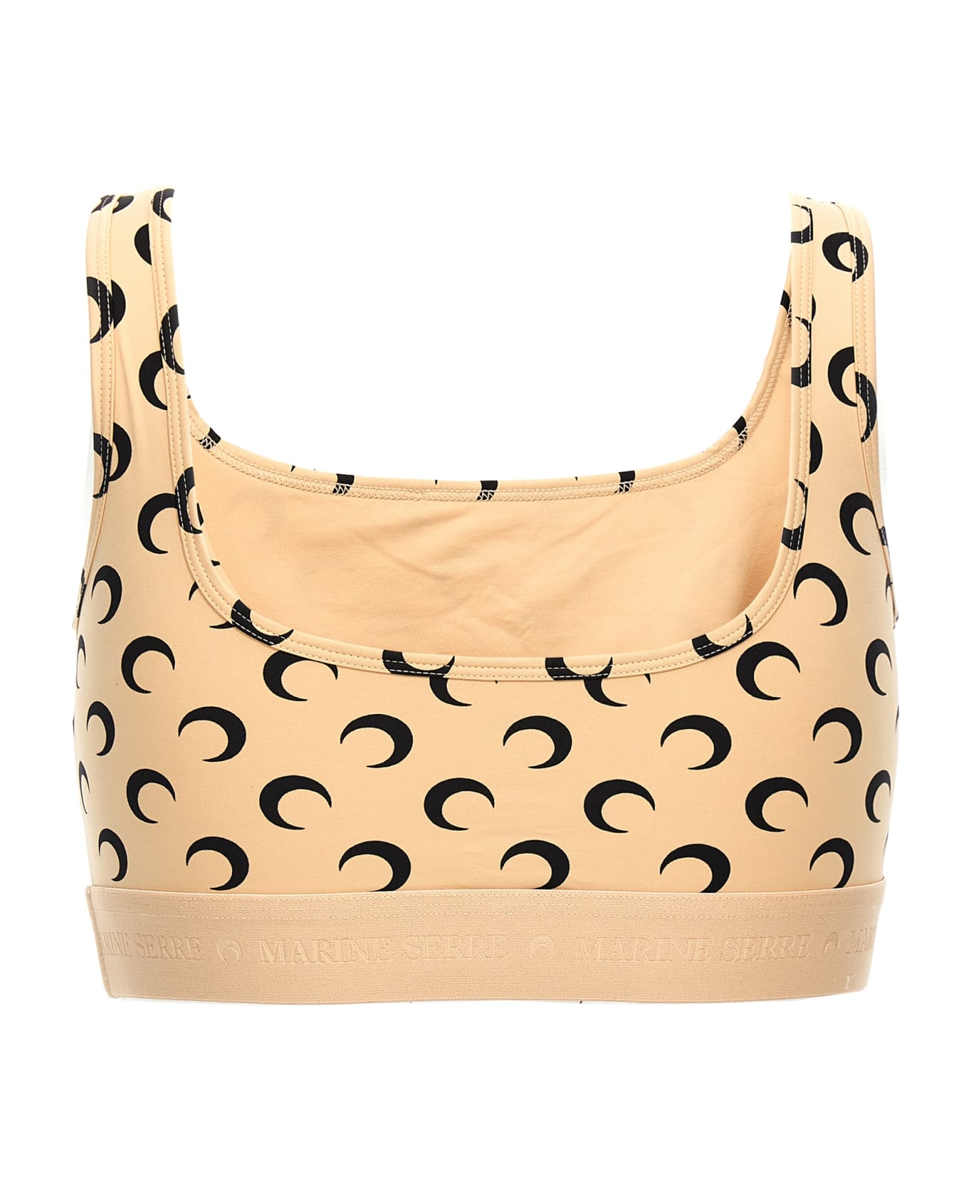 Marine Serre 
moon Printed Jersey
 Cropped Top - Beige