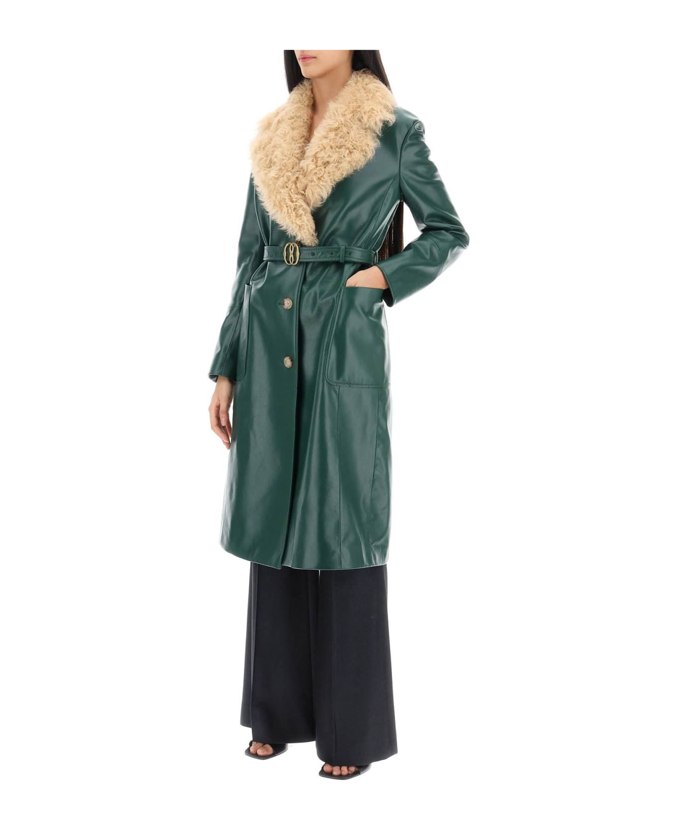 Bally Leather And Shearling Coat - KELLY GREEN 23 (Green) コート