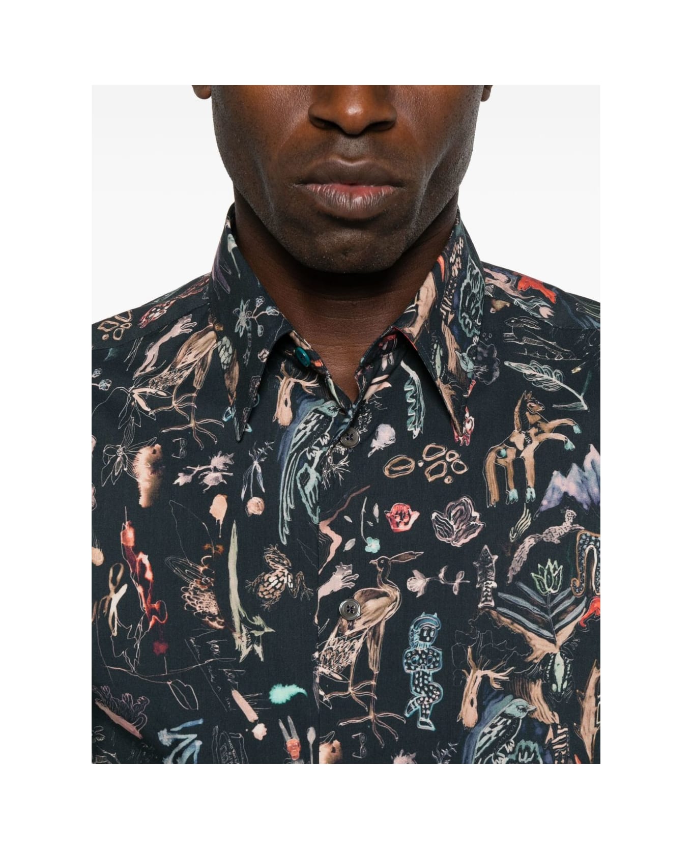 Paul Smith Printed Cotton Shirt - Blue