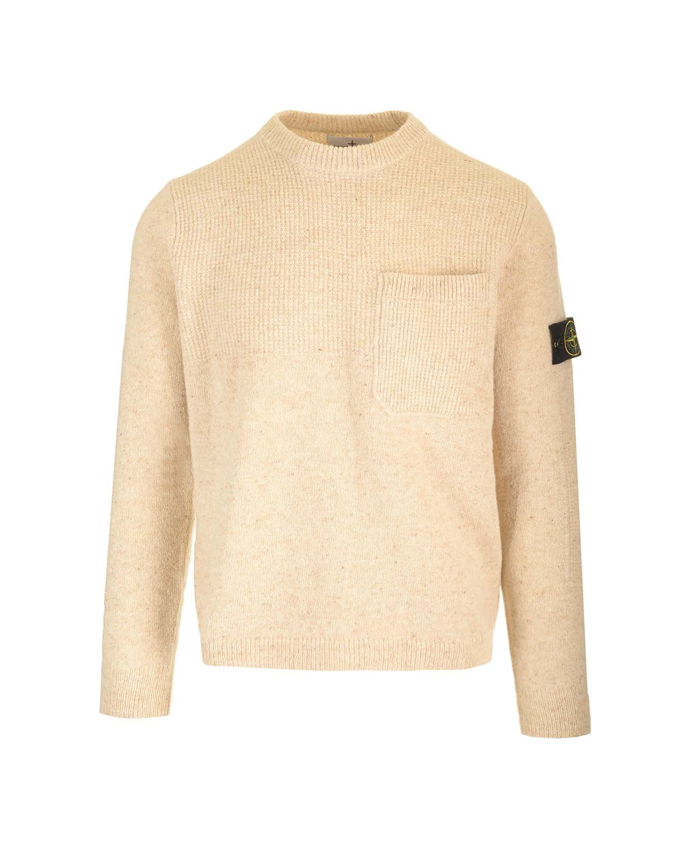 Stone Island Sweater In Wool And Silk - White