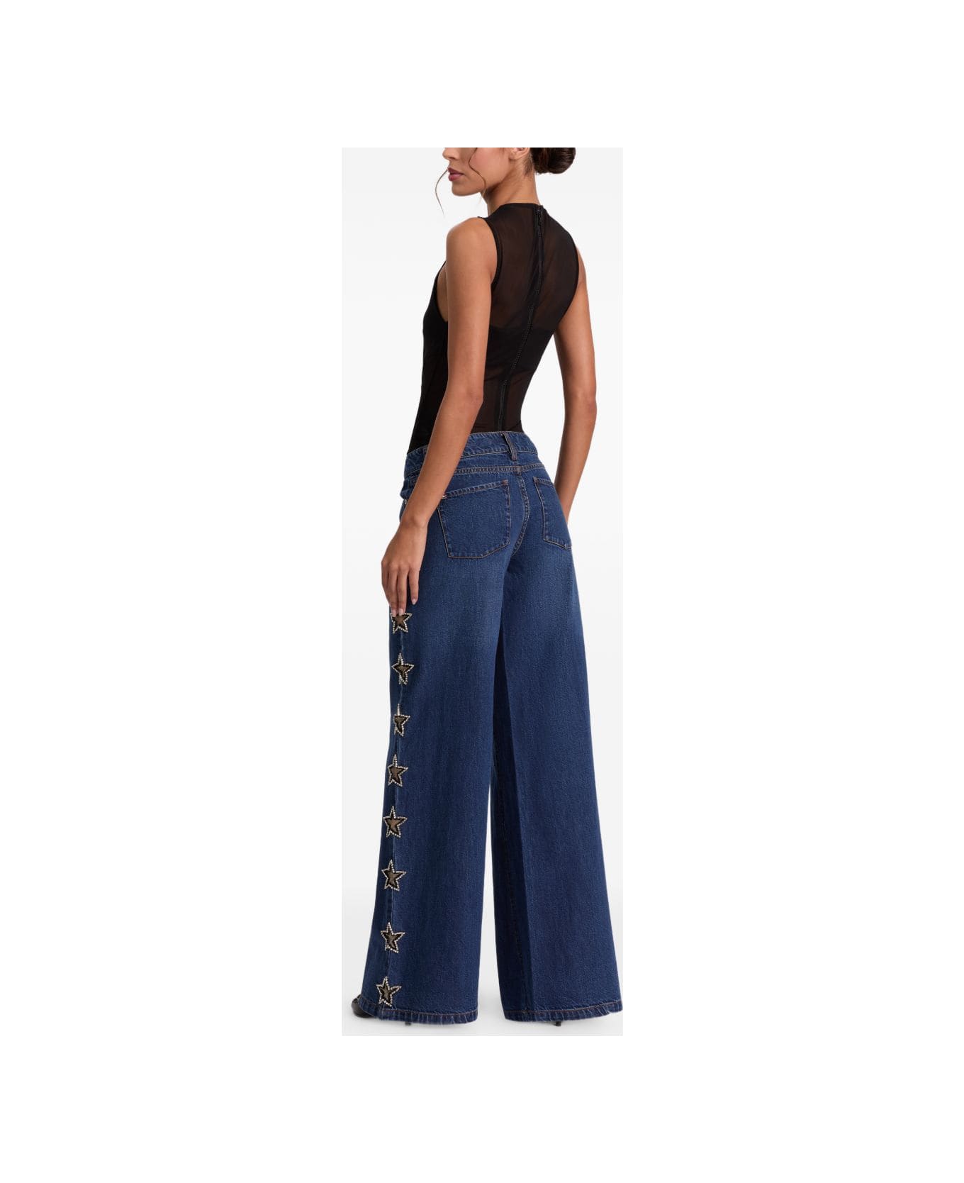 Alice + Olivia Embellished Baggy Jeans - Blue