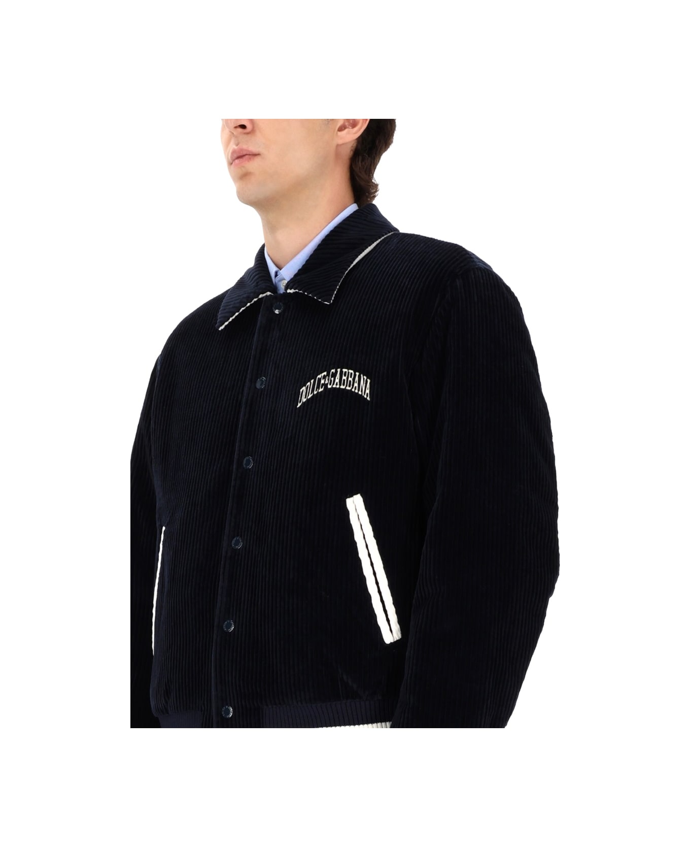 Dolce 
Gabbana Corduroy Bomber Jacket - BLUE