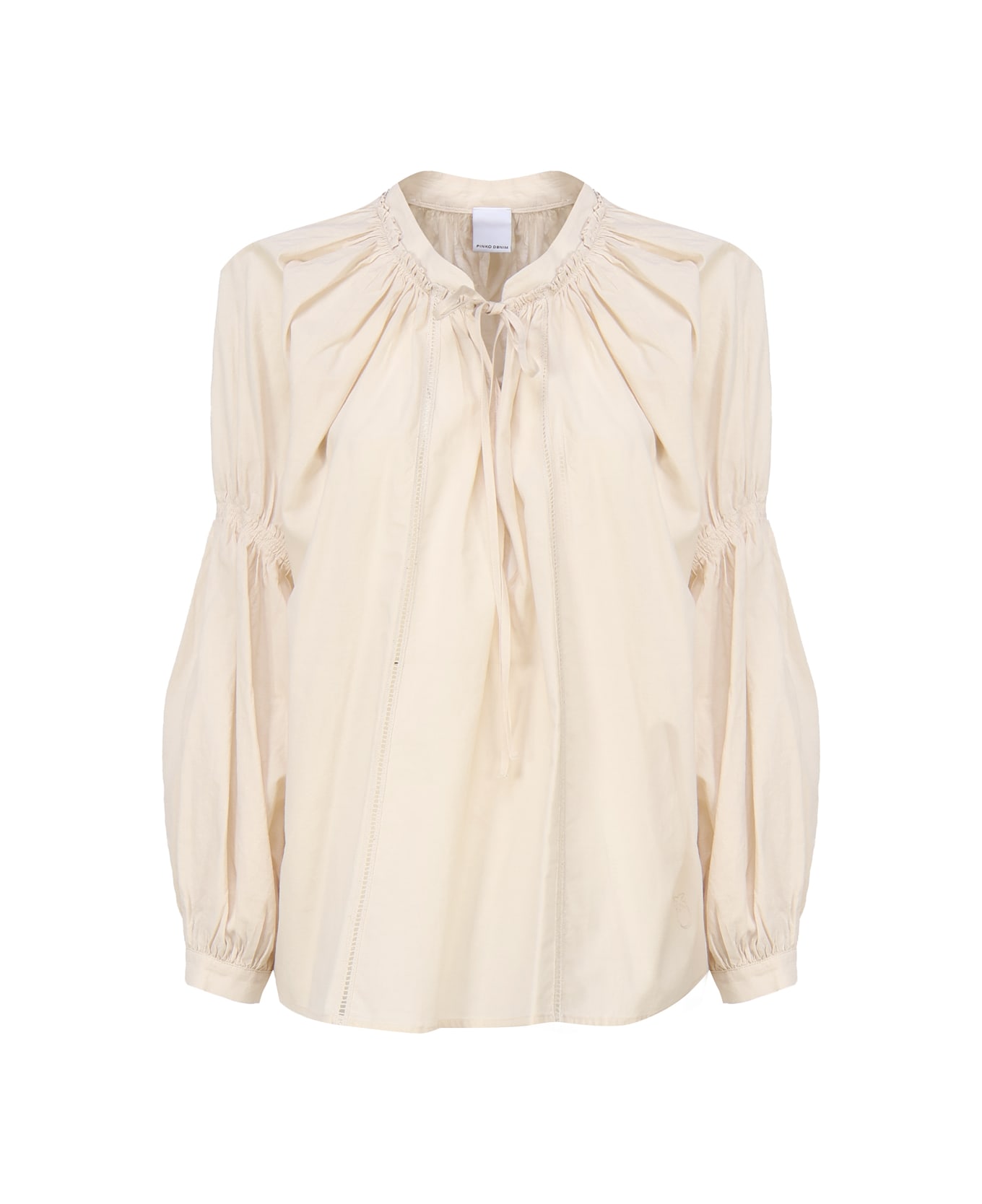 Pinko Muslin Blouse With Perforated Embroidery - Ivory