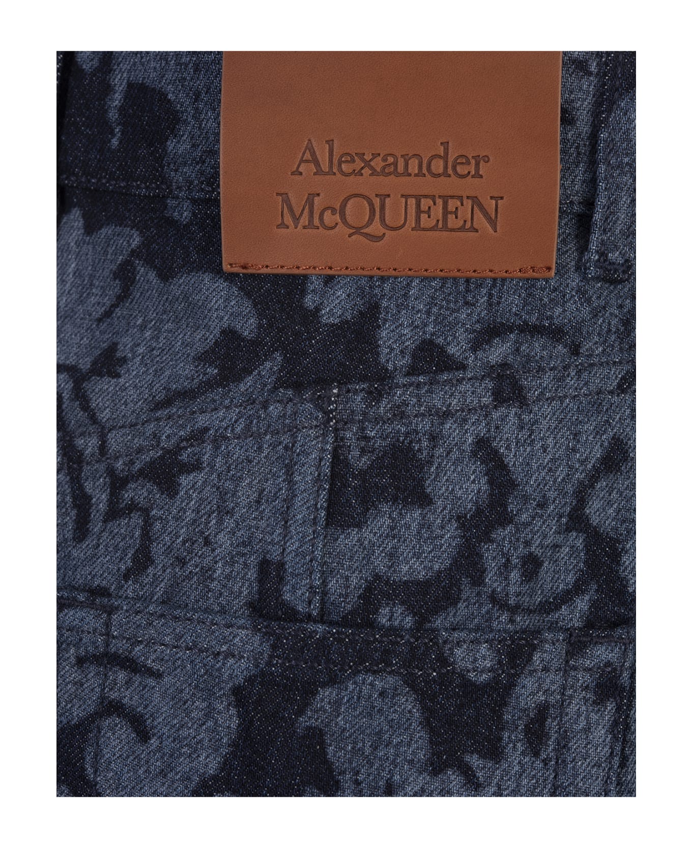 Alexander McQueen Blue Damask Denim Mini Skirt - Blue