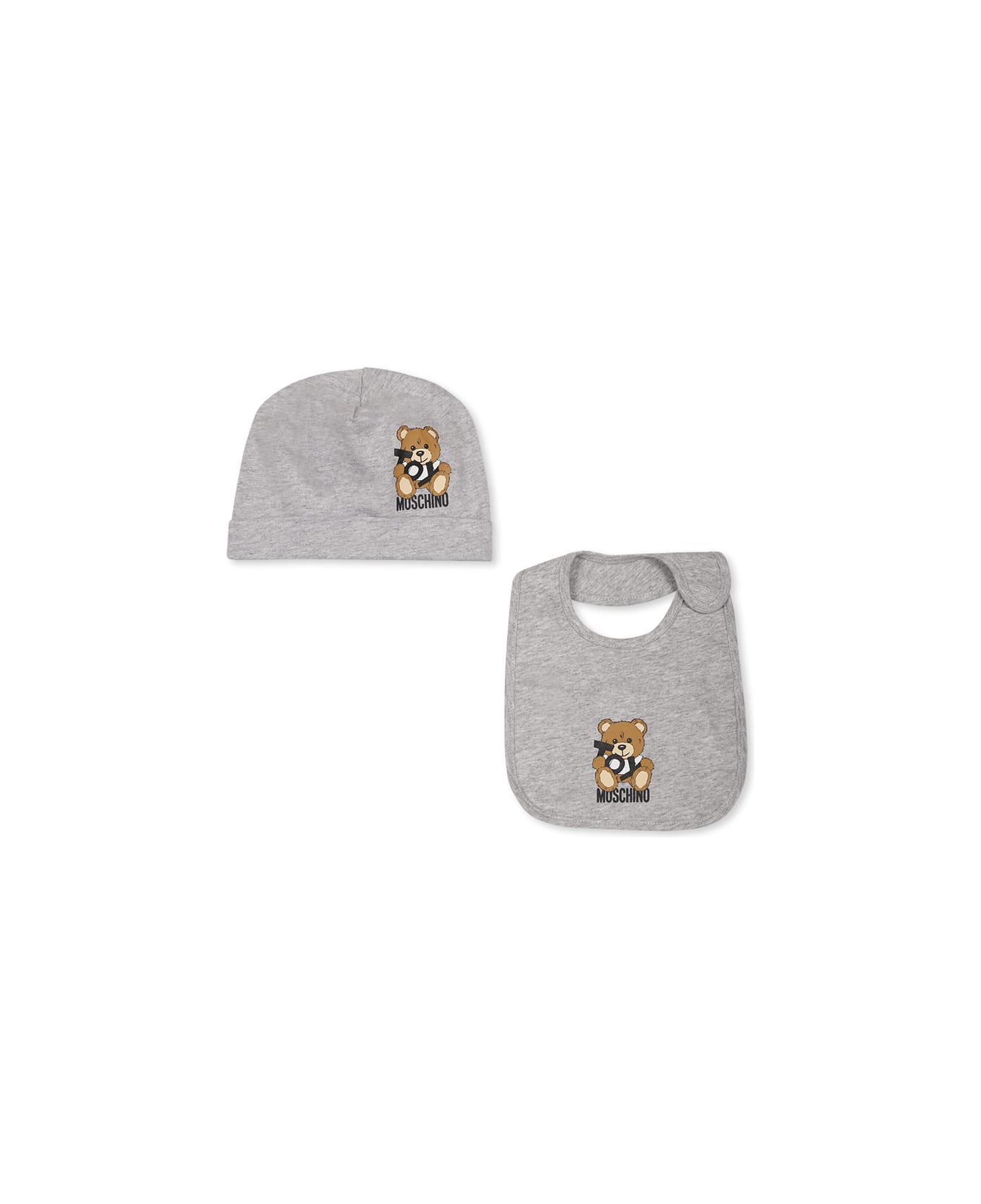 Moschino Grey Accessory Set For Babykids With Teddy Bear - Grey