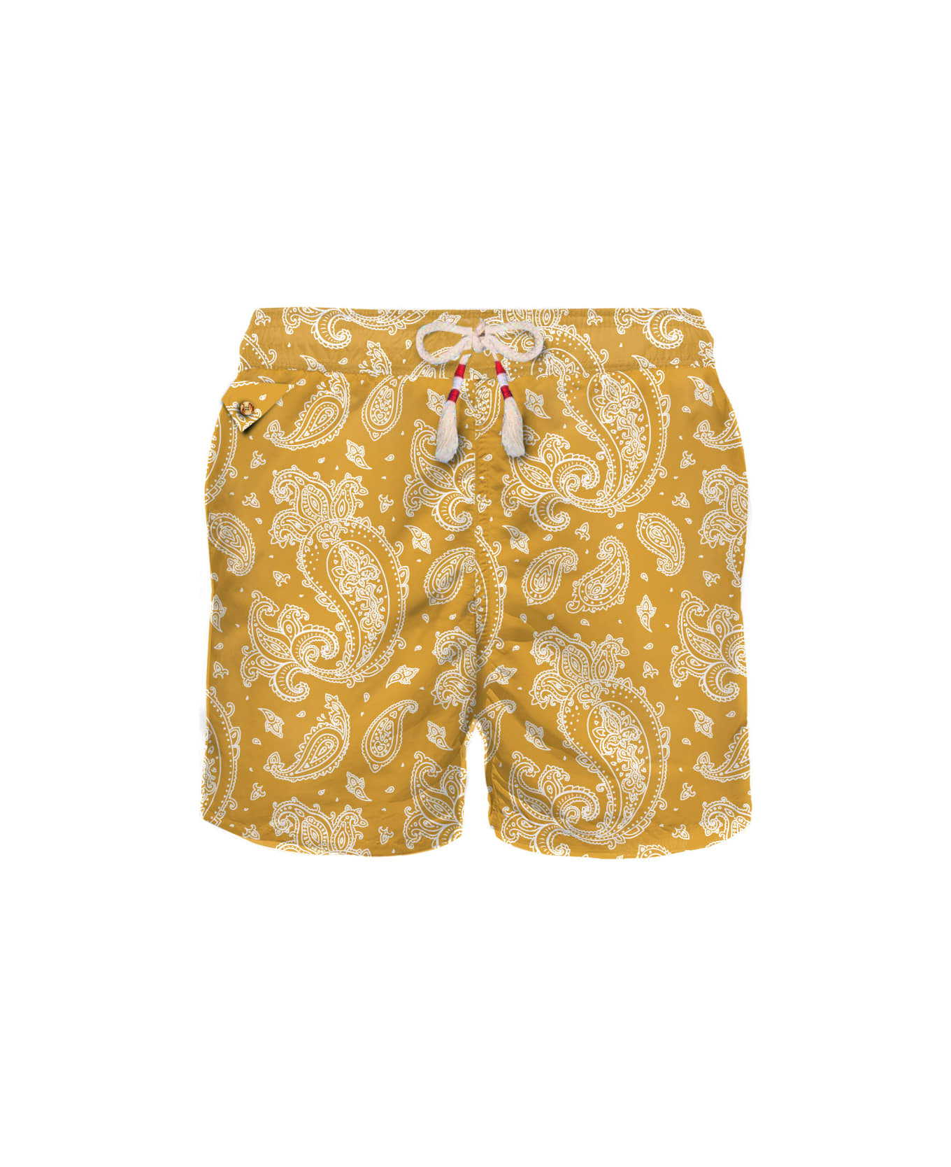 MC2 Saint Barth Man Light Fabric Swim Shorts With Ochre Paisley Print - YELLOW