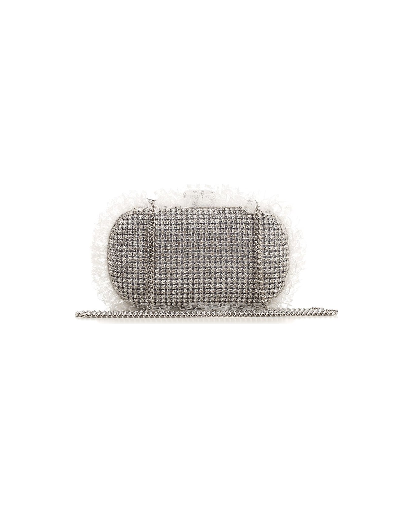 self-portrait Crystal Clutch - Silver