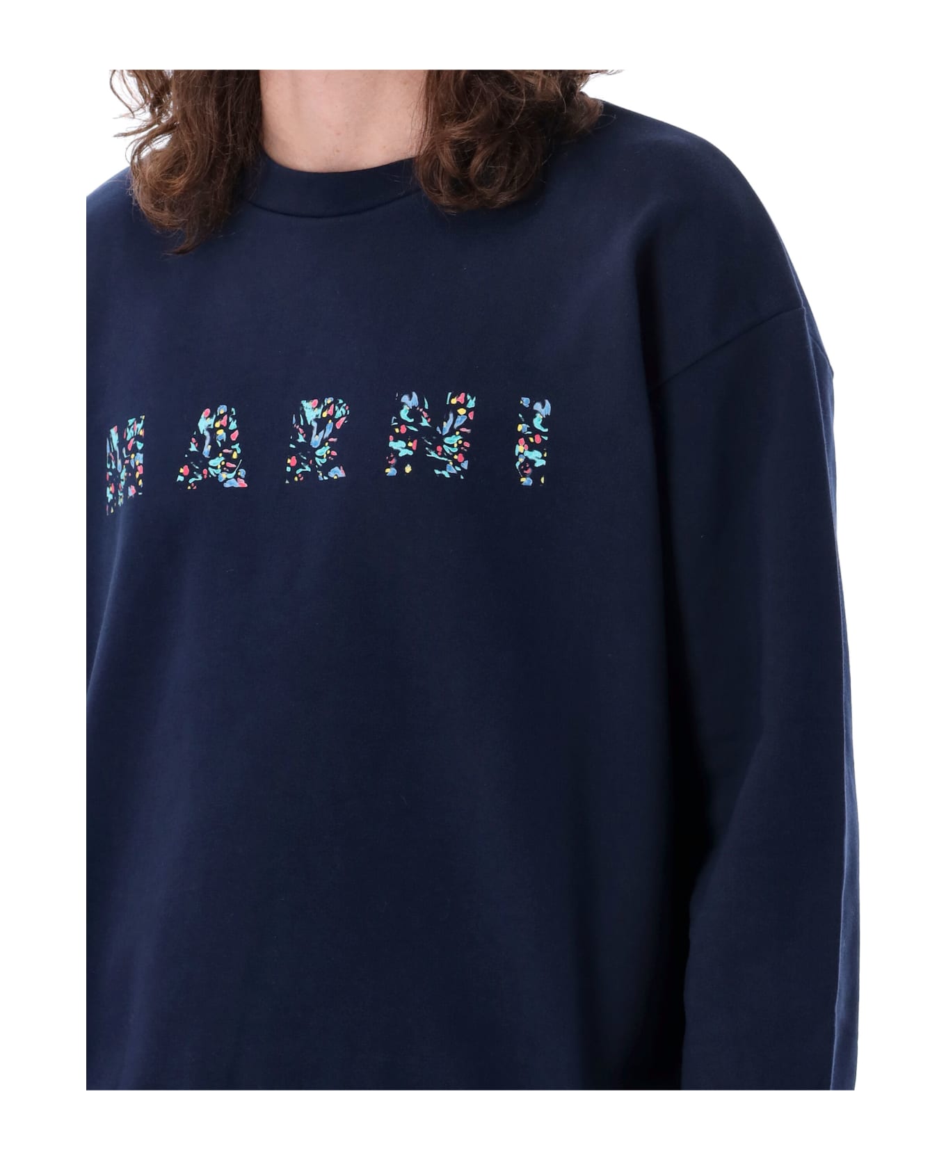 Marni Logo Flowers Sweater - NAVY フリース