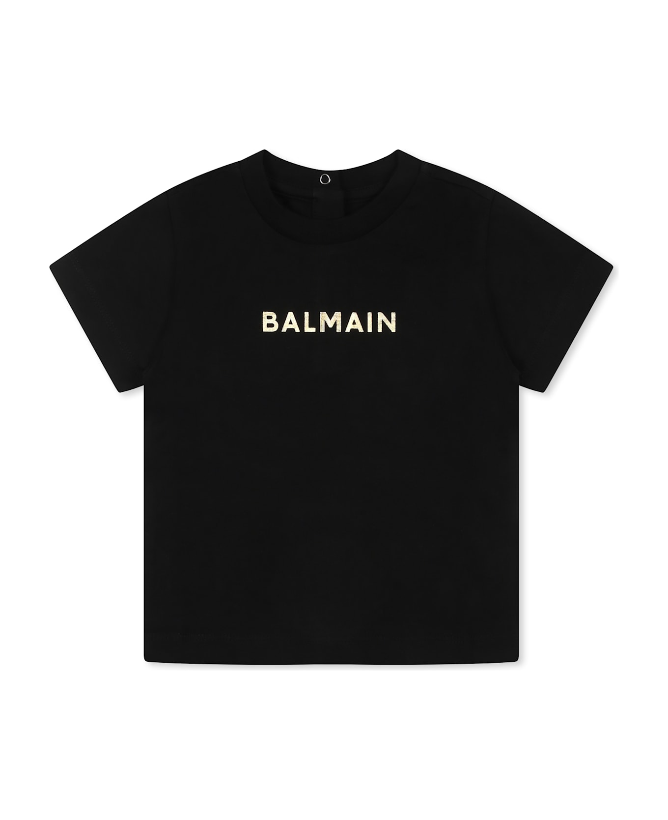 Balmain White T-shirt For Babykids With Logo - Black