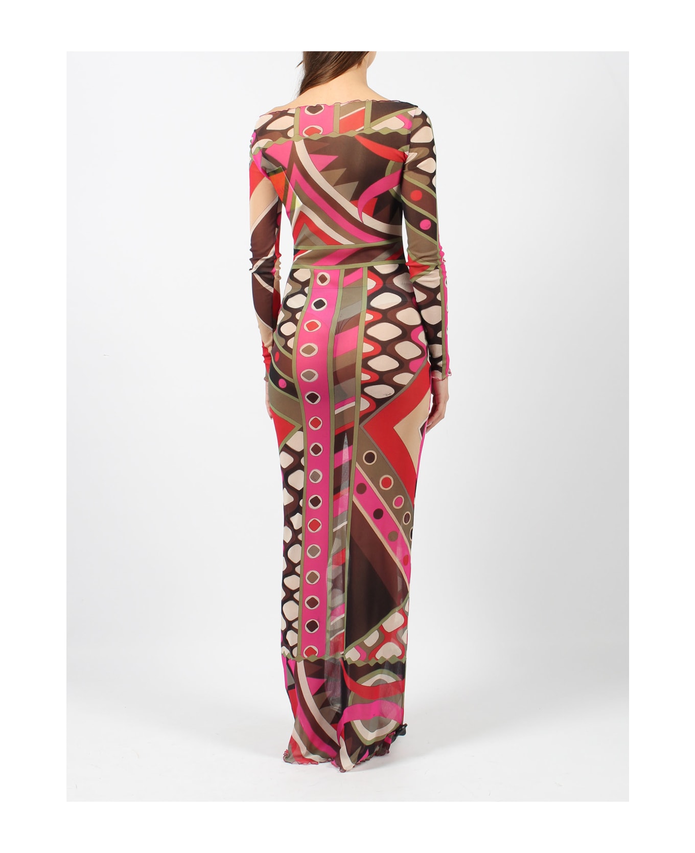 Pucci Vivara-print Long Mesh Dress - Multicolour ワンピース＆ドレス