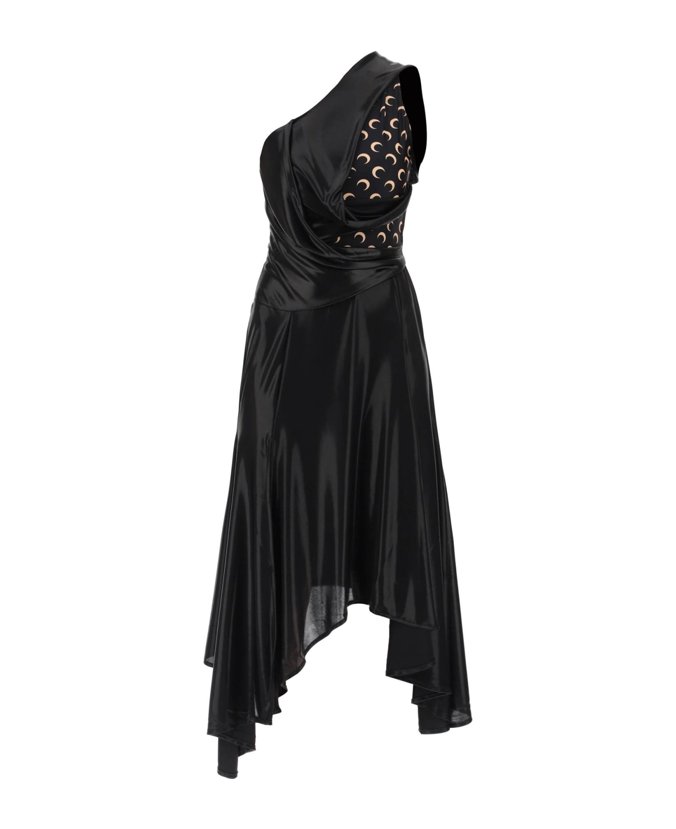 Marine Serre Asymmetrical Dress In Regenerated Jersey - BLACK (Black) ワンピース＆ドレス
