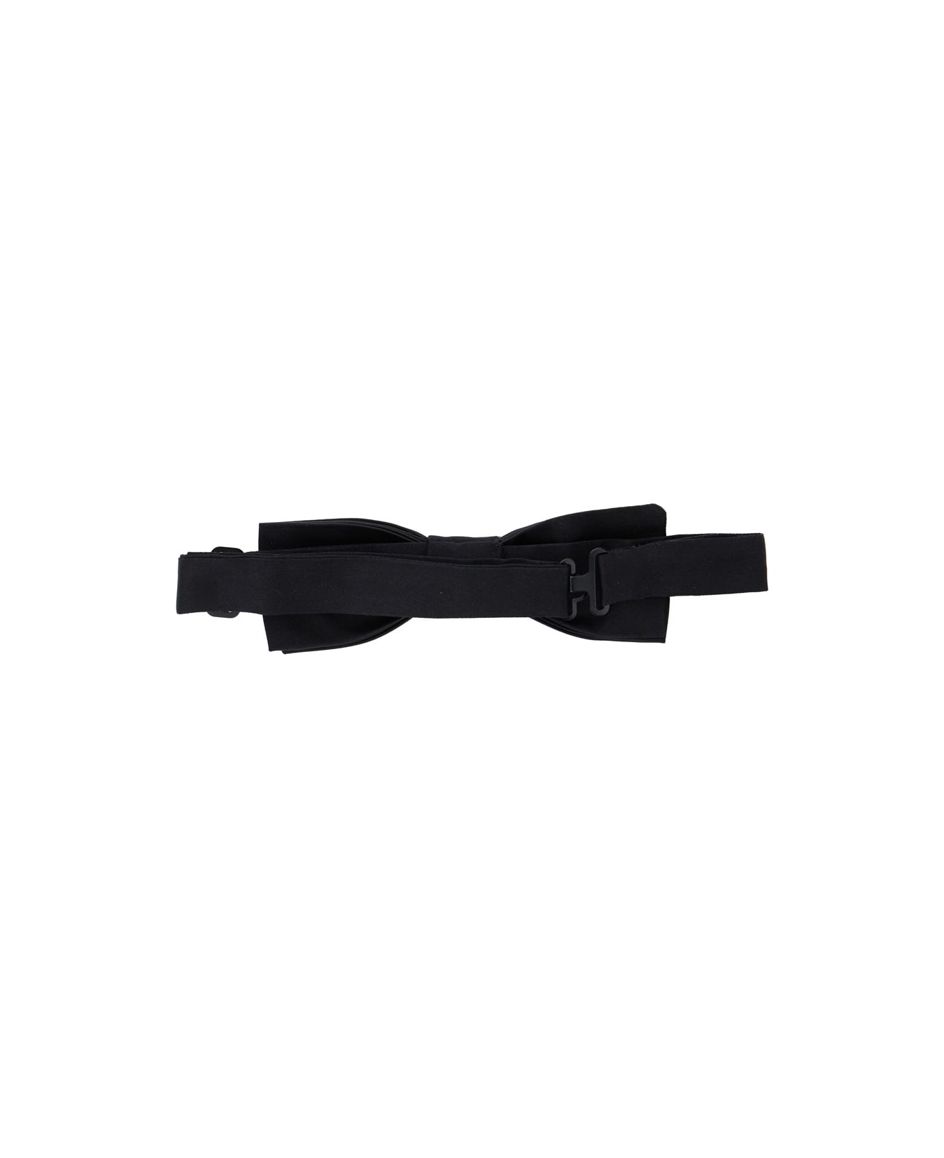 Dolce 
Gabbana Black Bowtie With Logo Patch On The Rear And Rear Hook Closure In Silk Man - Black
