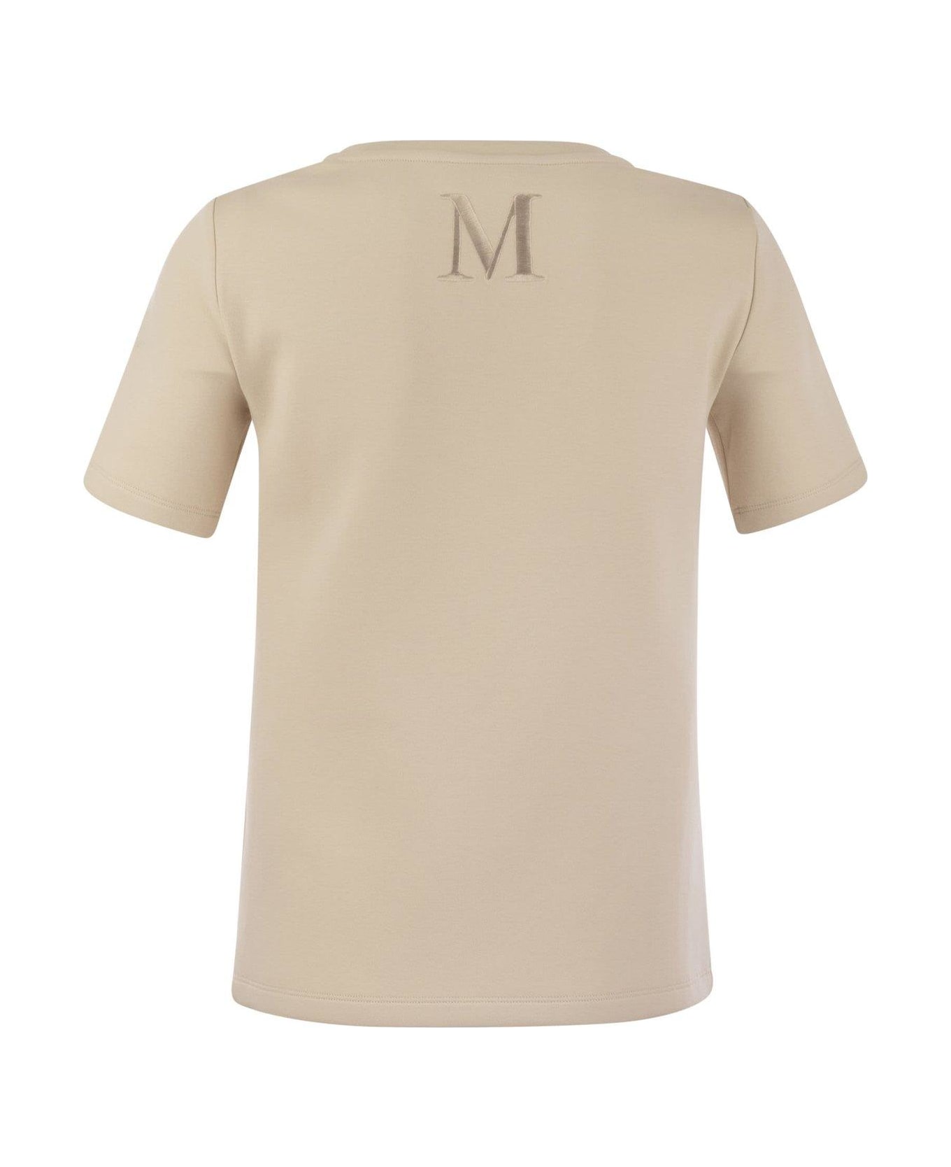 'S Max Mara Logo Embroidered Crewneck T-shirt - Ivory Tシャツ