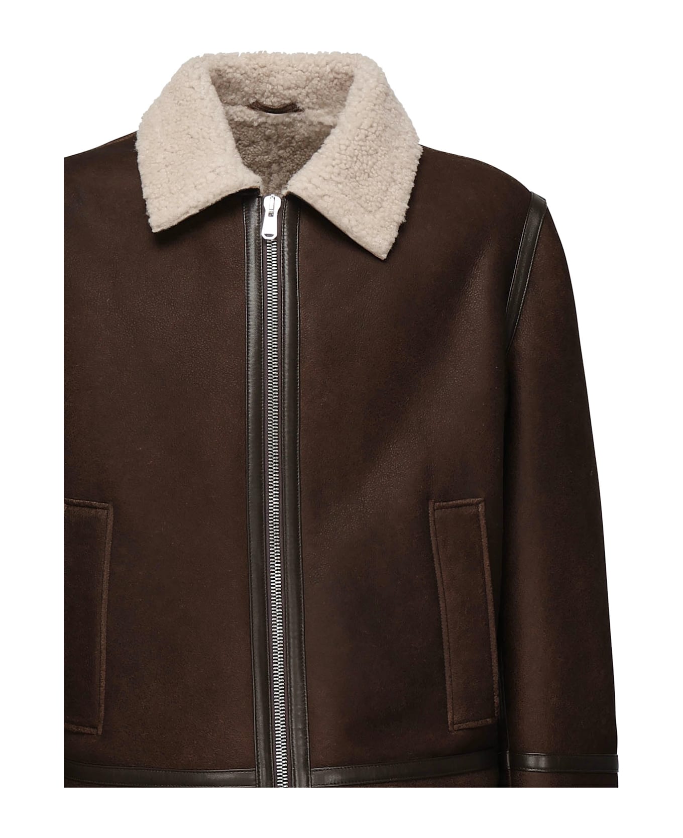 Dondup Shearling Collar Jacket - Brown