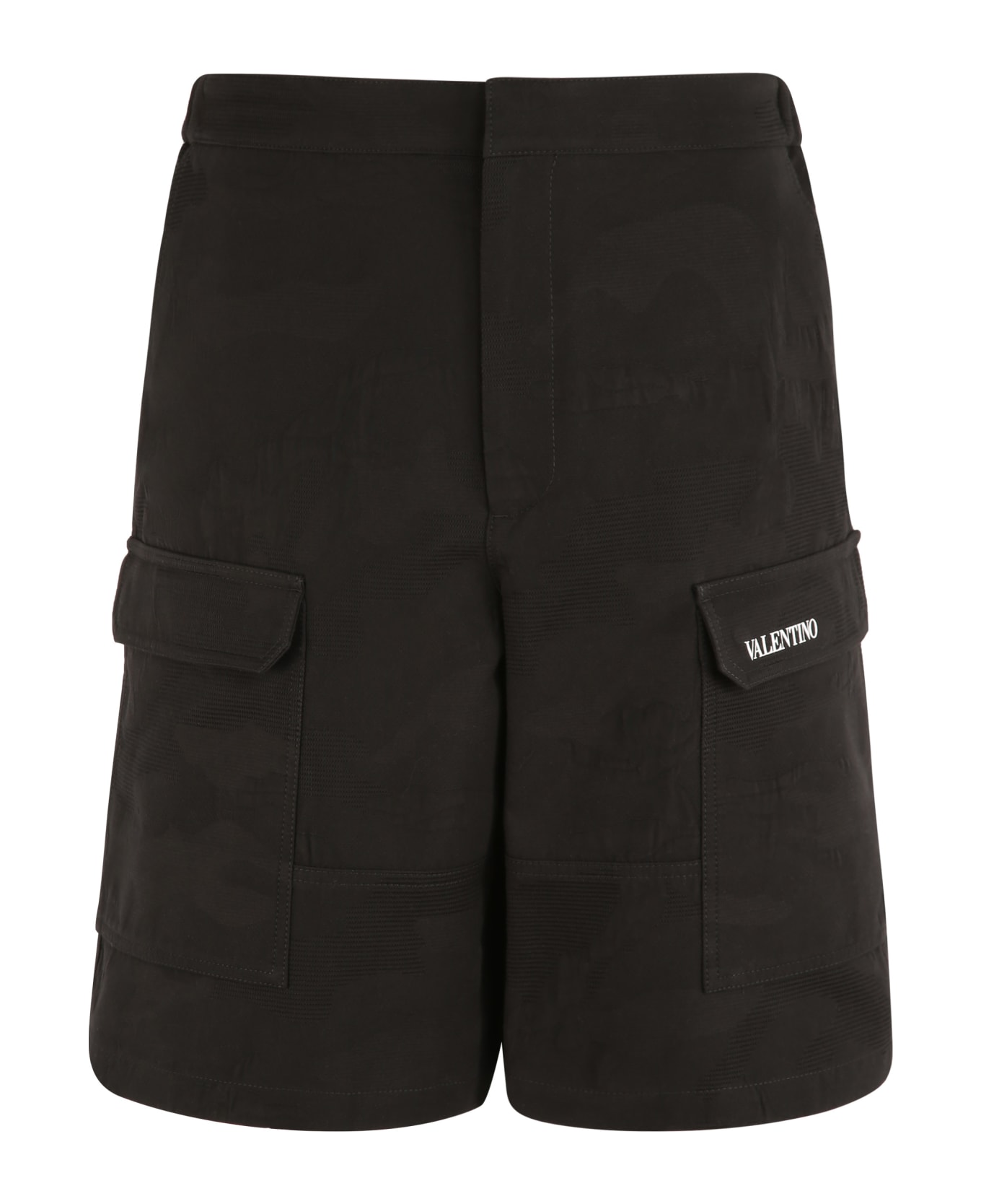 Valentino Cotton Cargo Bermuda Shorts - black ショートパンツ