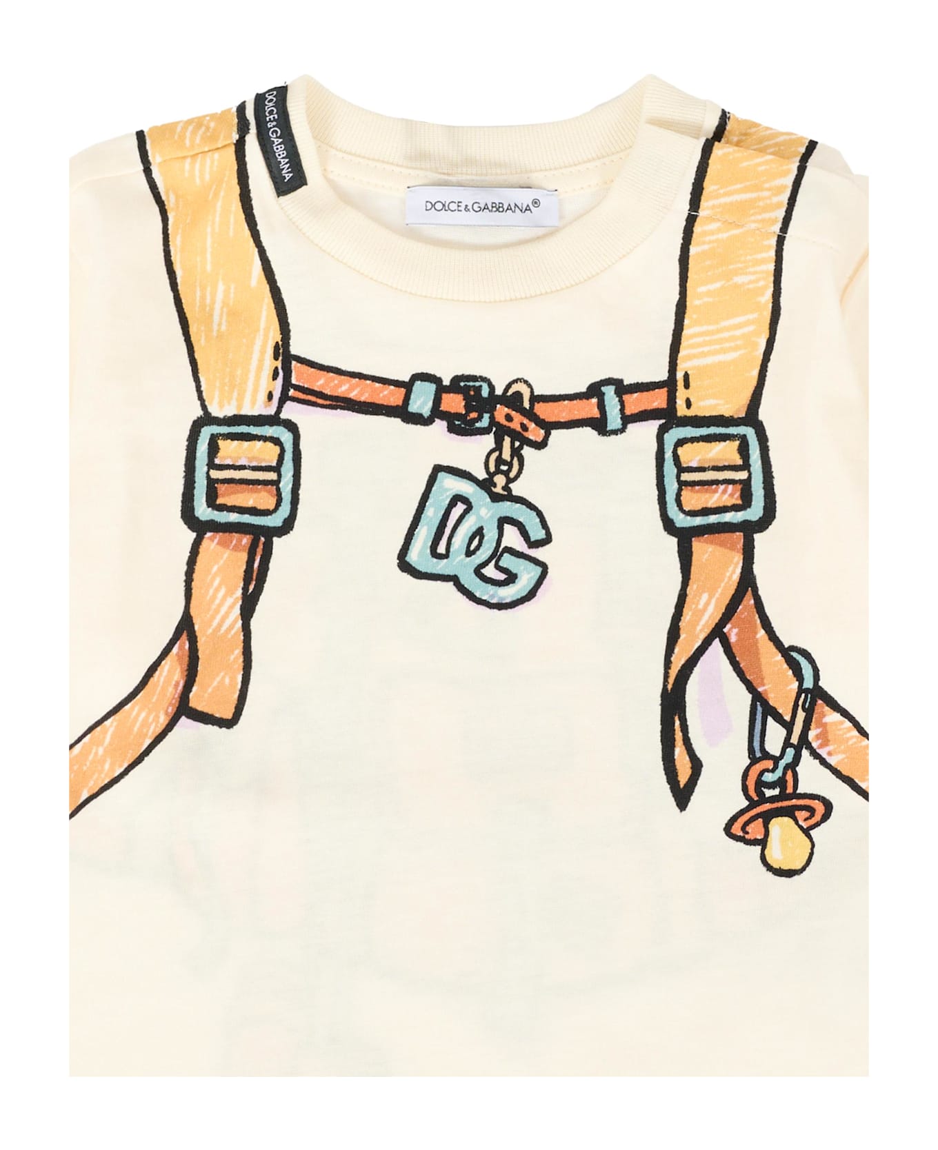 Dolce 
Gabbana Ivory T-shirt For Baby Boy With Explorer Print - Ivory