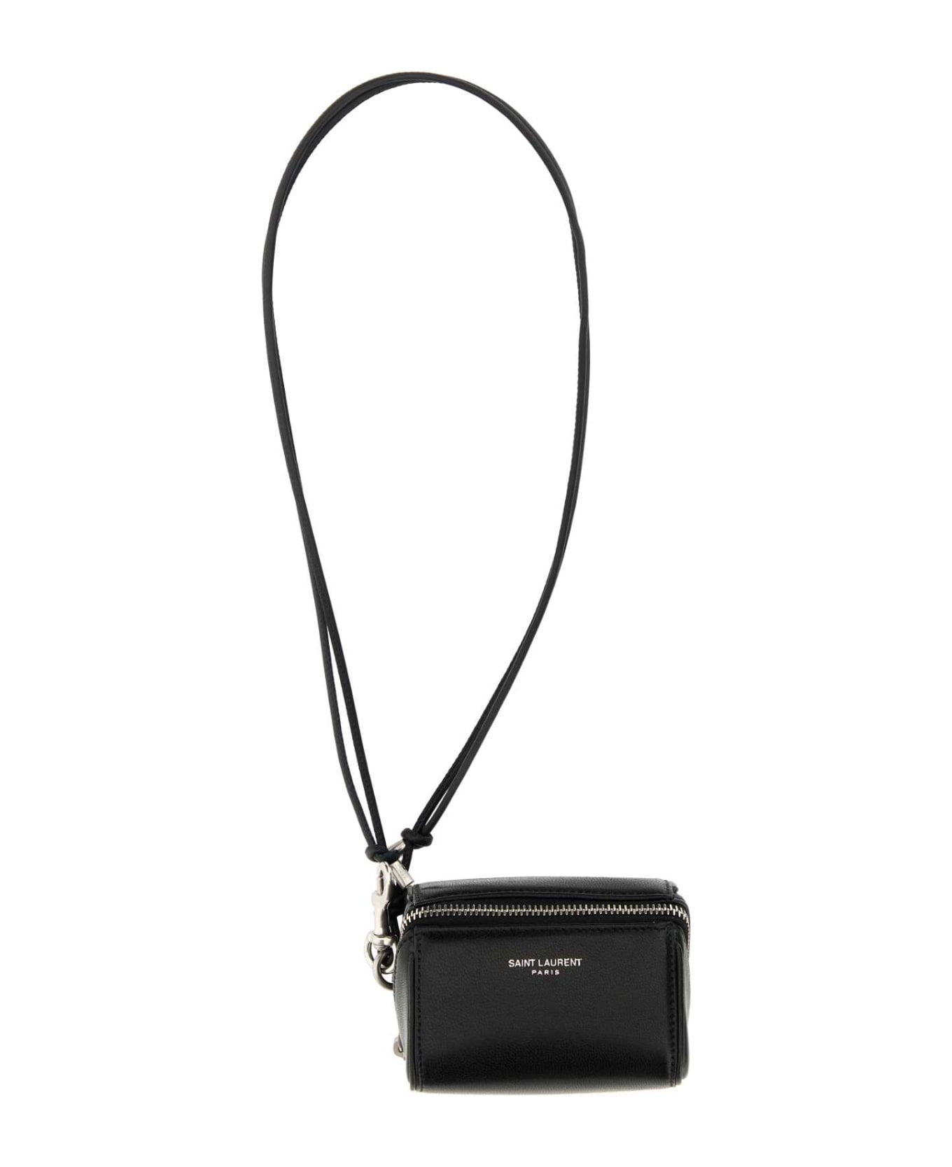 Saint Laurent Black Leather Mini Box Crossbody Bag - NERO